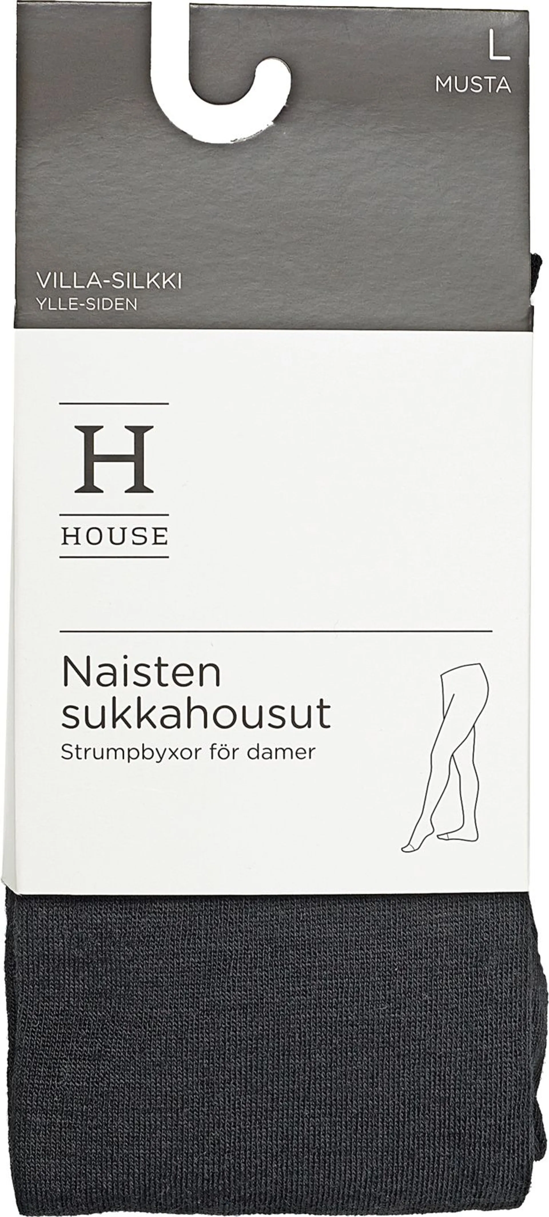 House naisten sukkahousut villa-silkkisekoitetta SHWOSILK - MUSTA