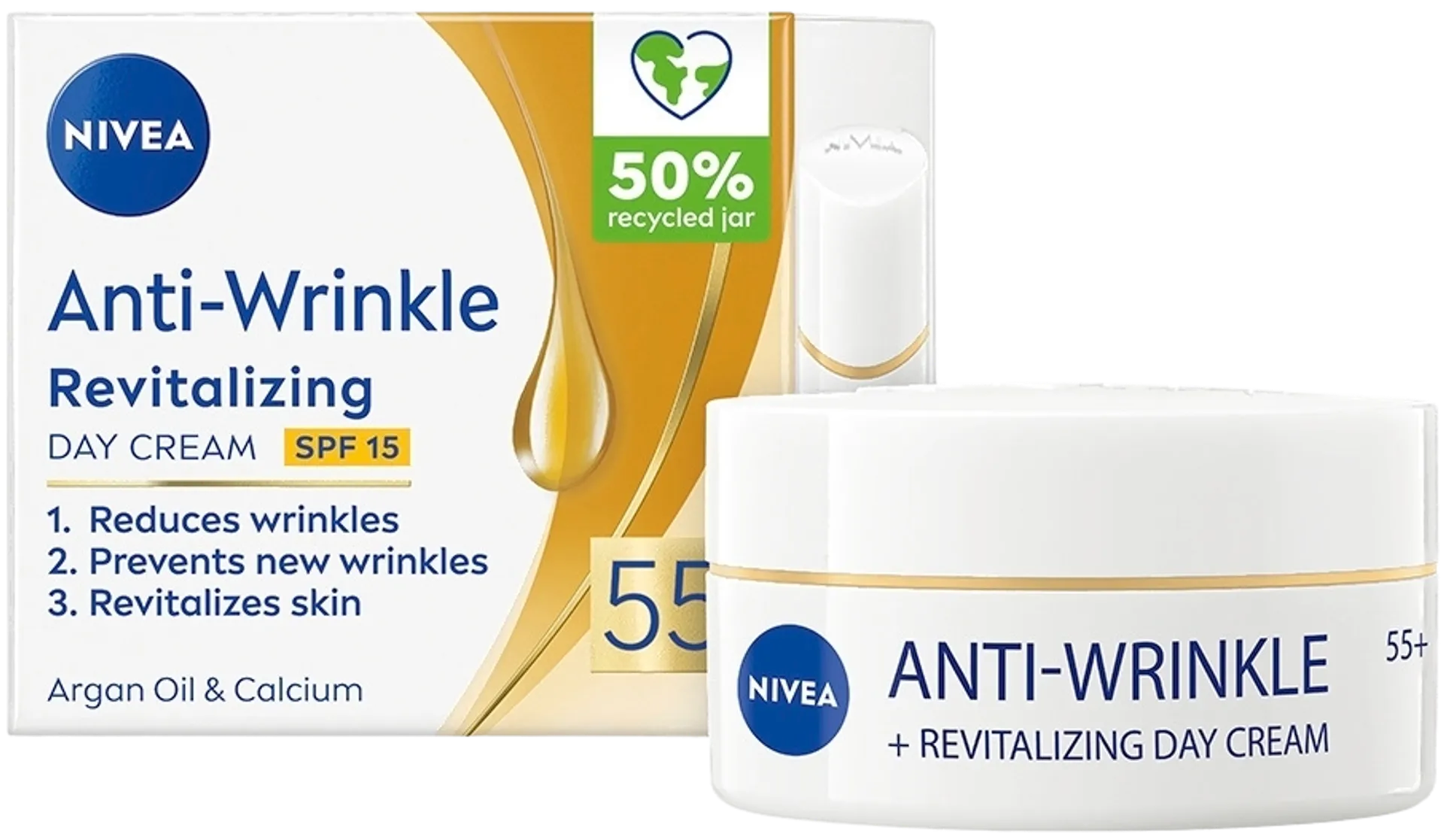 NIVEA 50ml Anti-Wrinkle + Revitalizing Day Care 55+ -päivävoide - 3