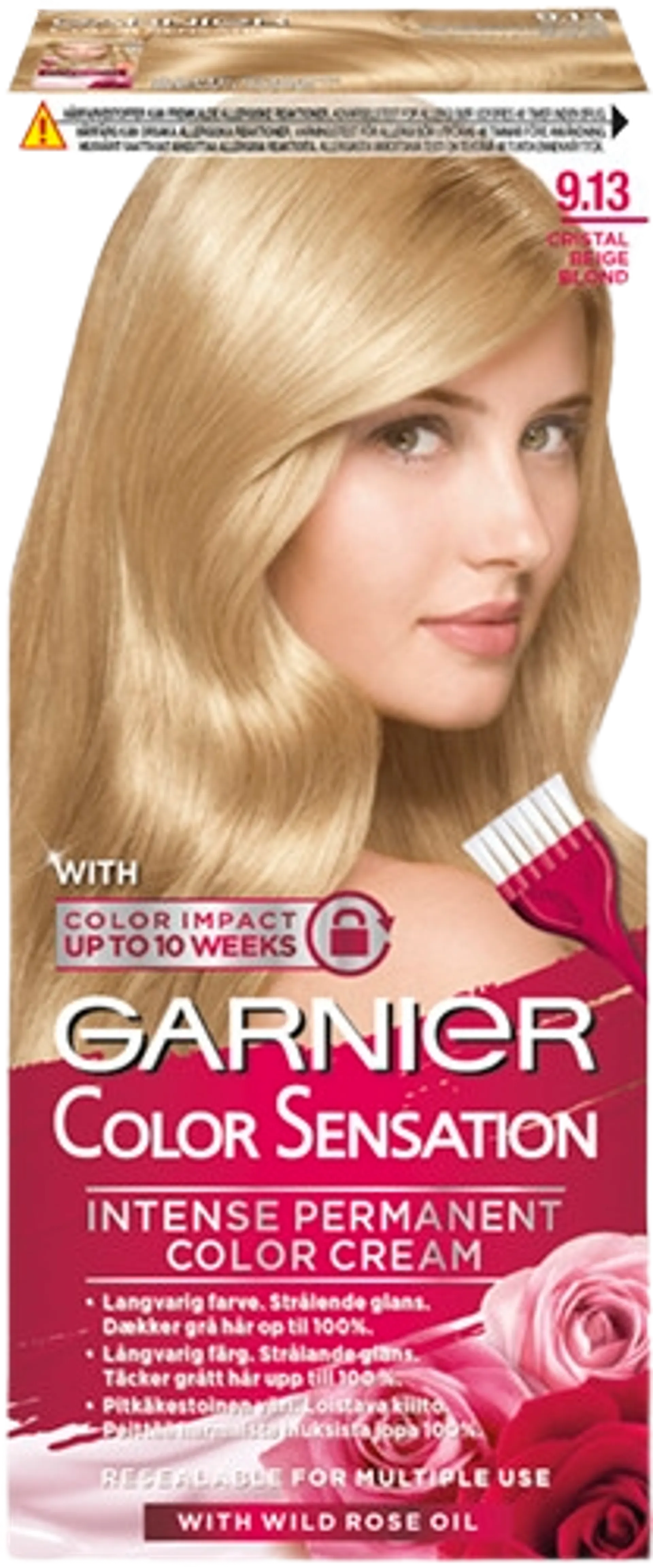 Garnier Color Sensation 9.13 Cristal Beige Blond Kirkas kristallinvaalea kestoväri 1 kpl - 1