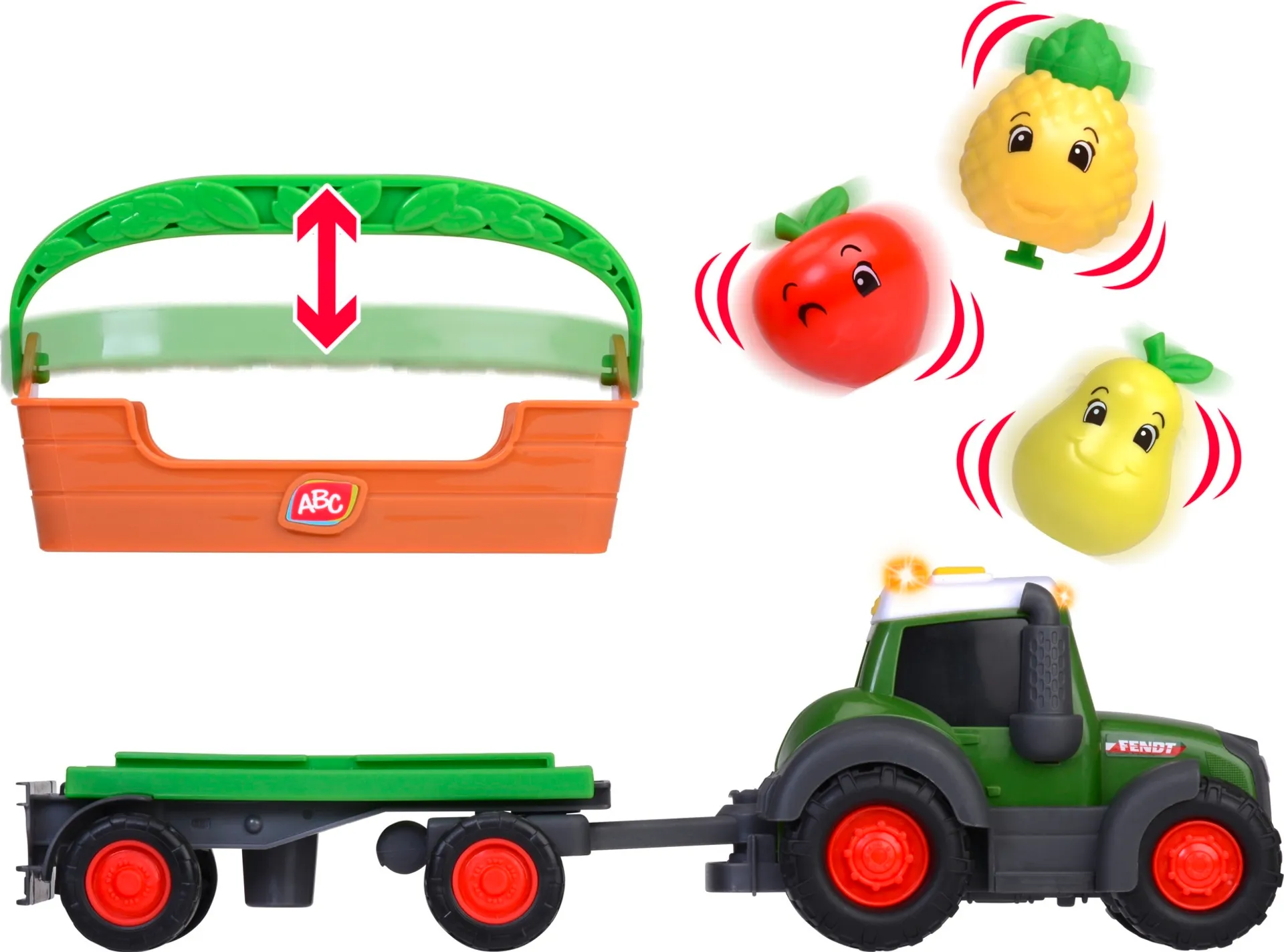 Dickie Toys ABC Freddy traktori ja hedelmät peräkärryssä, 30 cm - 5