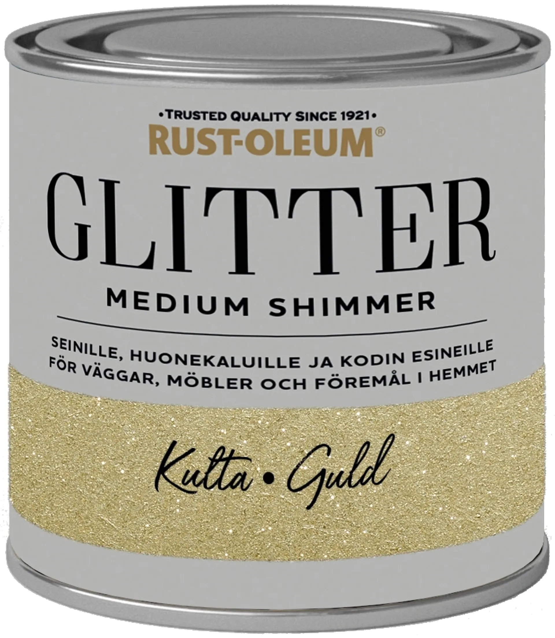 Rust-Oleum 250ml glitter-seinämaali vesiohenteinen kullanvärinen