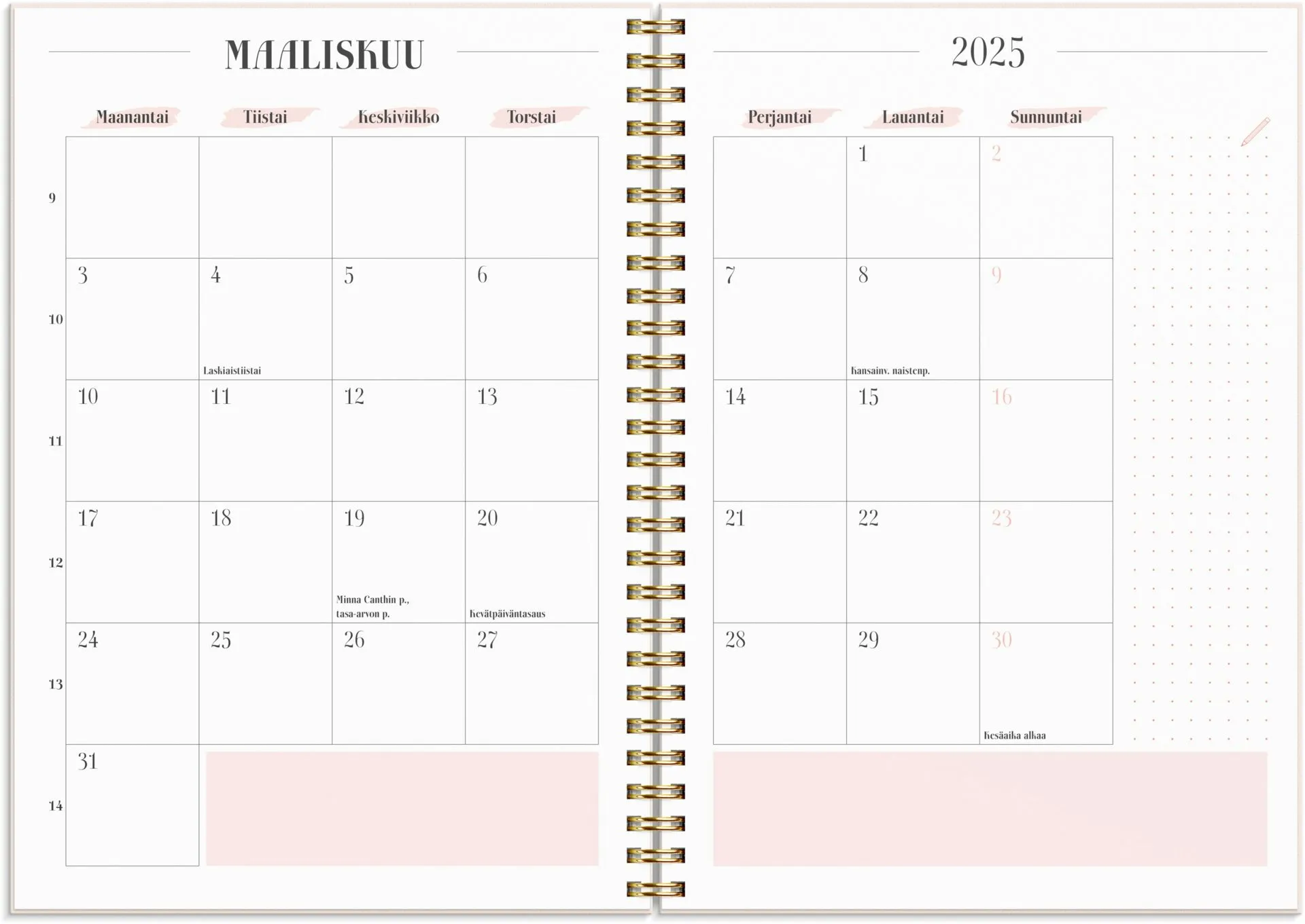 Burde koulukalenteri 24/25 Life Planner Pink - 3