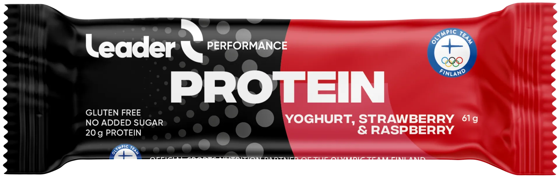 Leader Performance Protein Yoghurt, Strawberry & Raspberry jogurtti-mansikka-vadelma proteiinipatukka 61 g