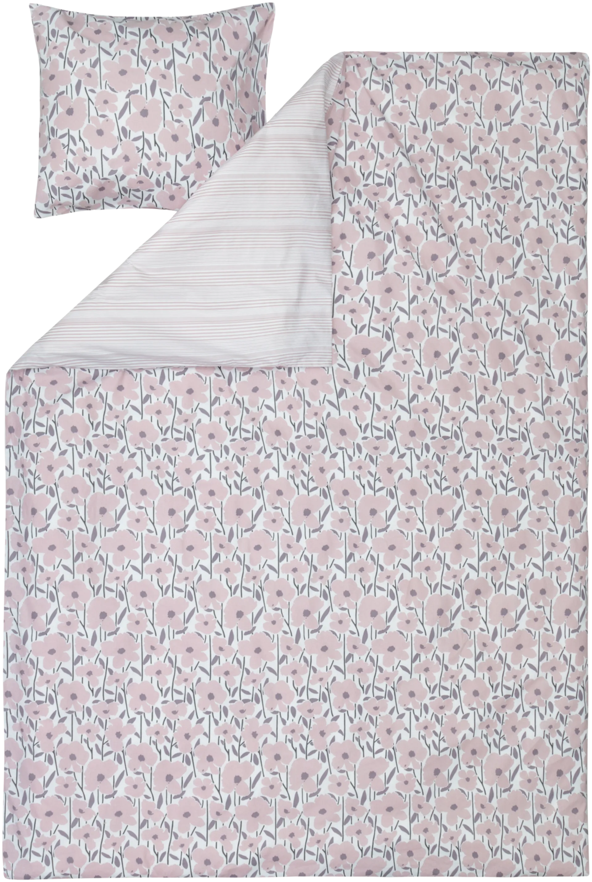 House pussilakanasetti Flower/stripe 150x210 cm, vaaleanpunainen - 1