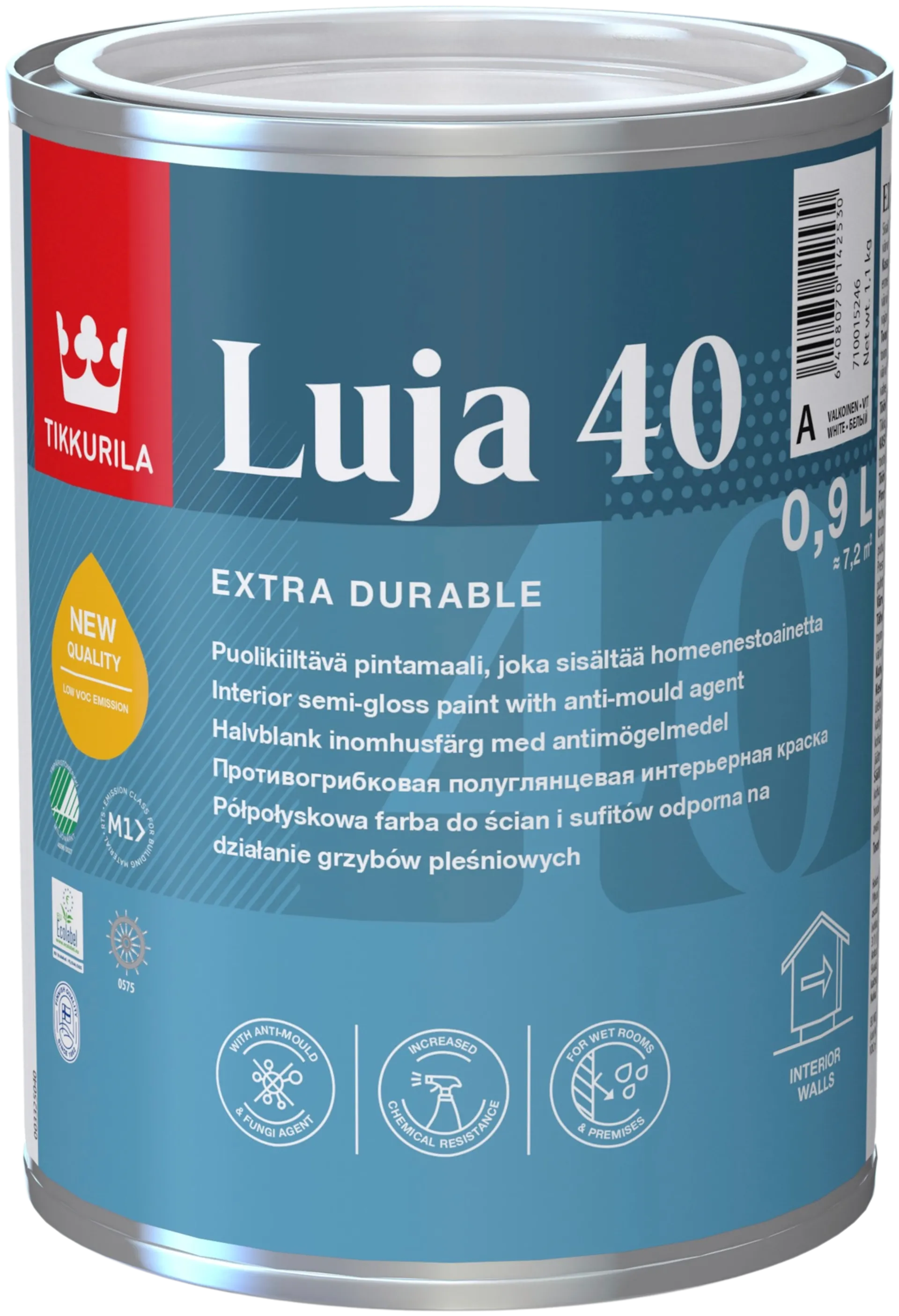 Tikkurila pintamaali Luja 40 0,9 l C sävytettävä puolikiiltävä