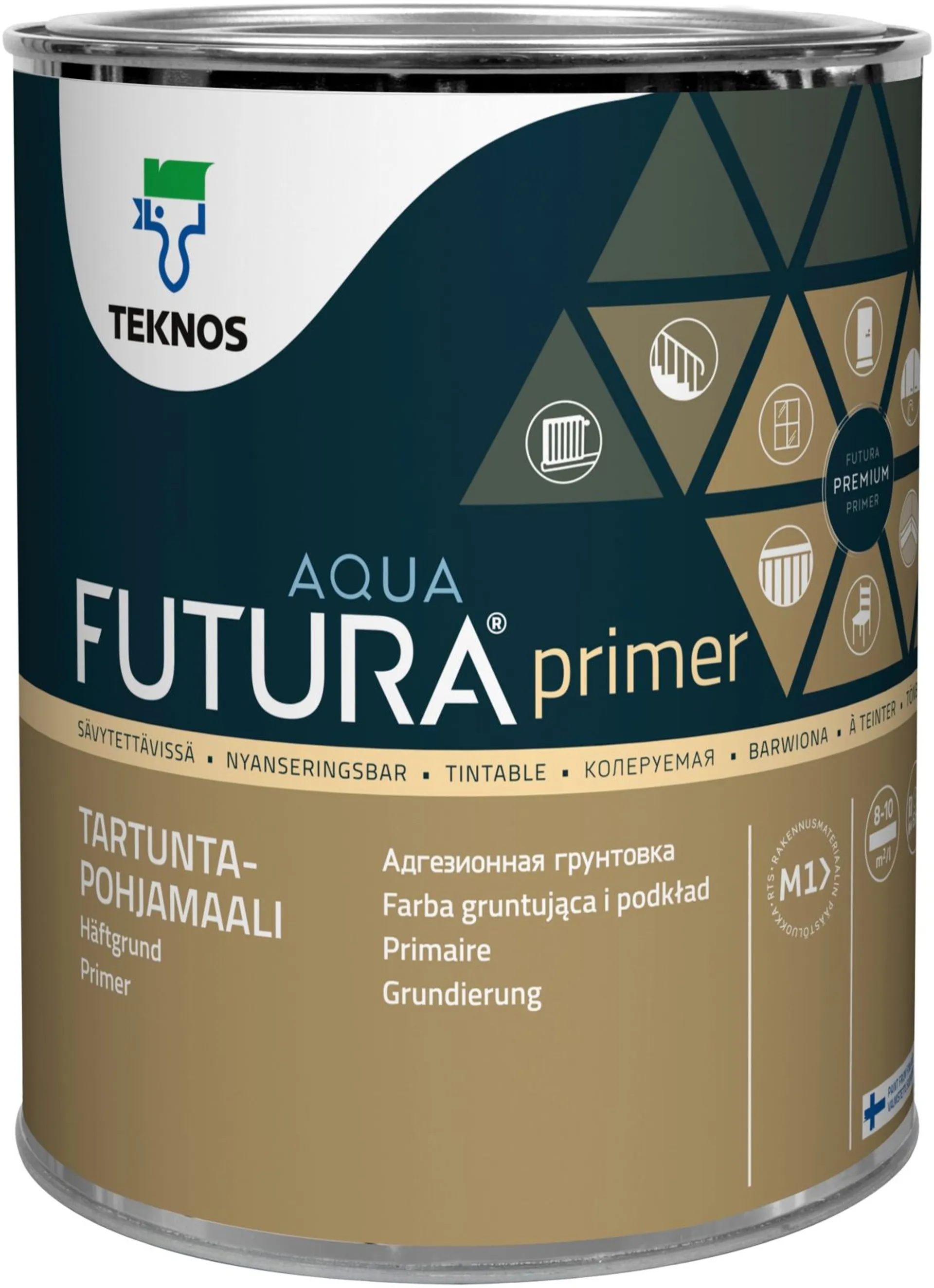 Teknos tartuntapohjamaali Futura Aqua Primer 0,9l PM3 sävytettävä