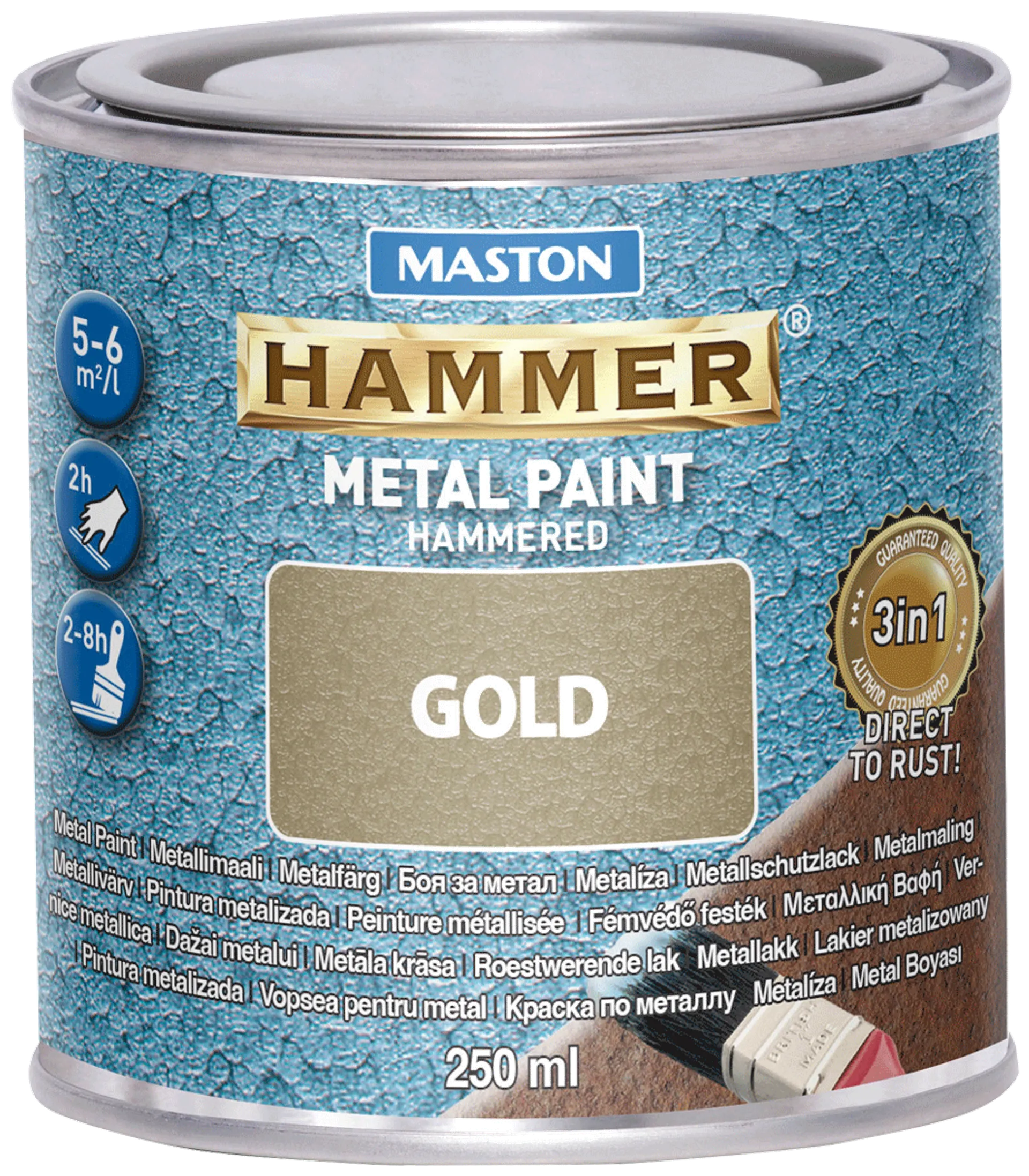 Maston metallimaali Hammer Vasaralakka kulta 250 ml - 1