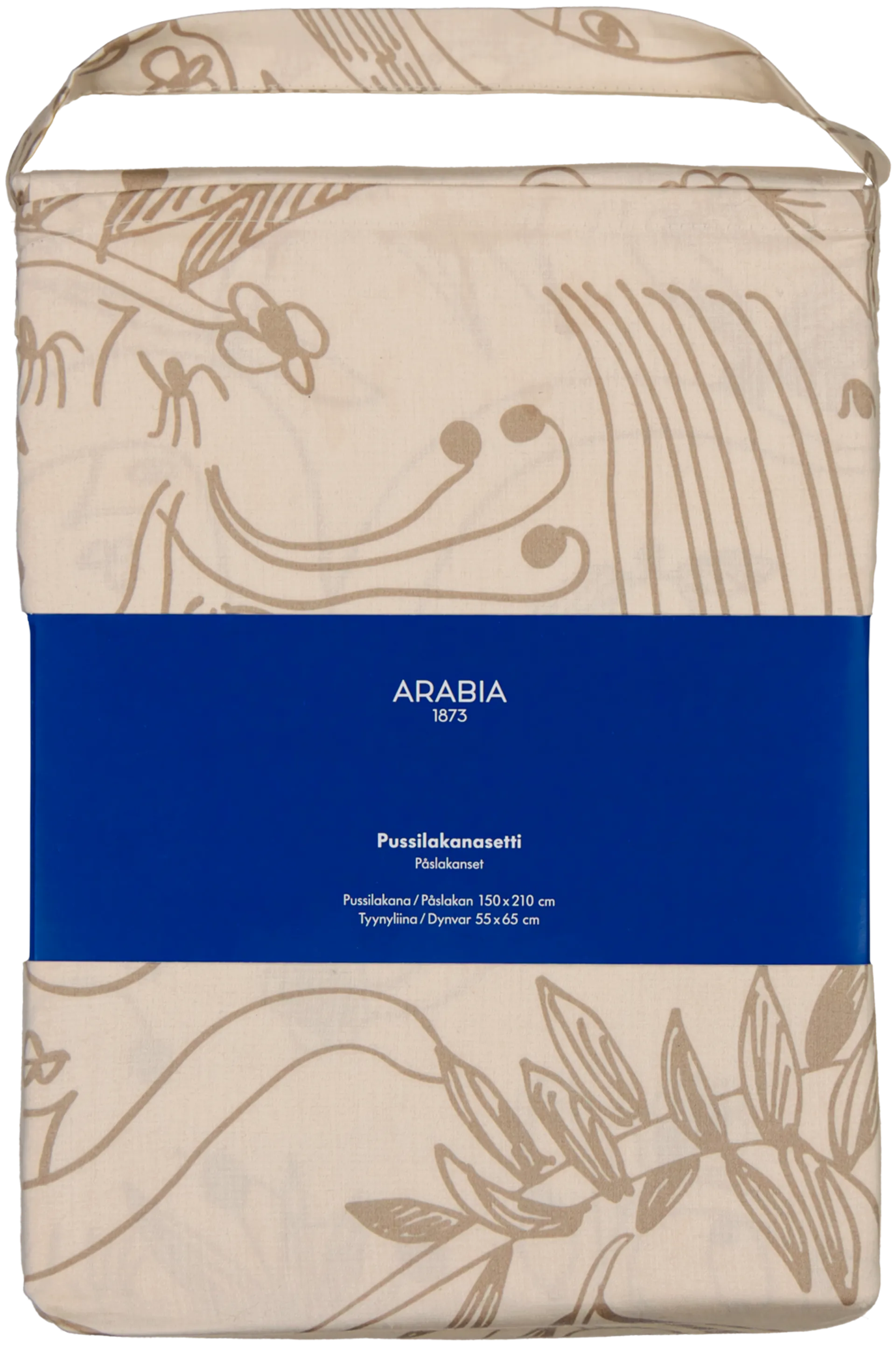 Arabia satiinipussilakanasetti Puutarhurit 150x210 cm, beige - 2