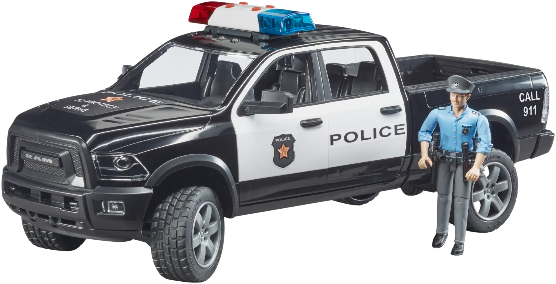 Bruder Dodge Ram 2500 poliisiauto ja poliisihahmo