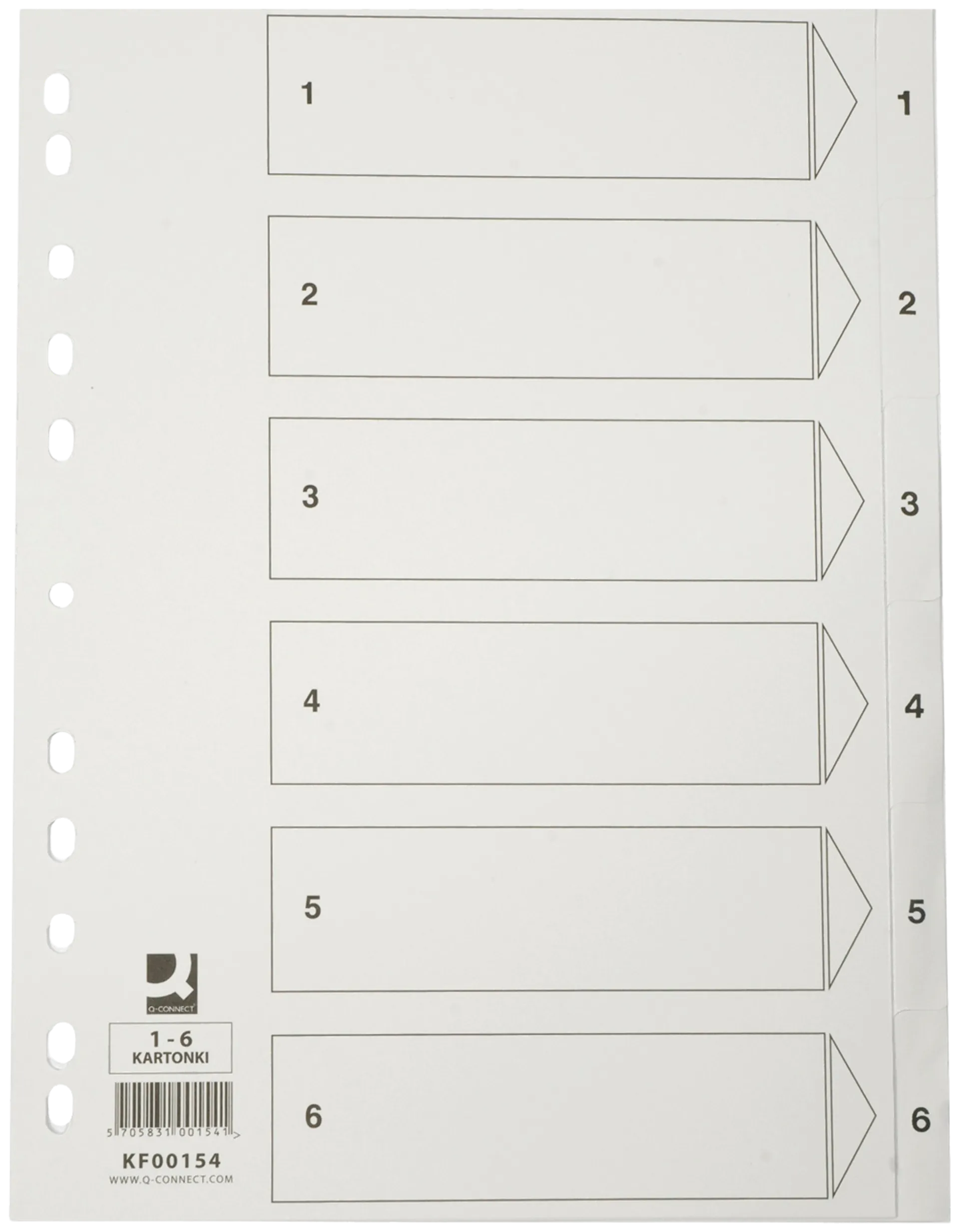 Q-Connect hakemisto A4 1-6 kartonki valkoinen