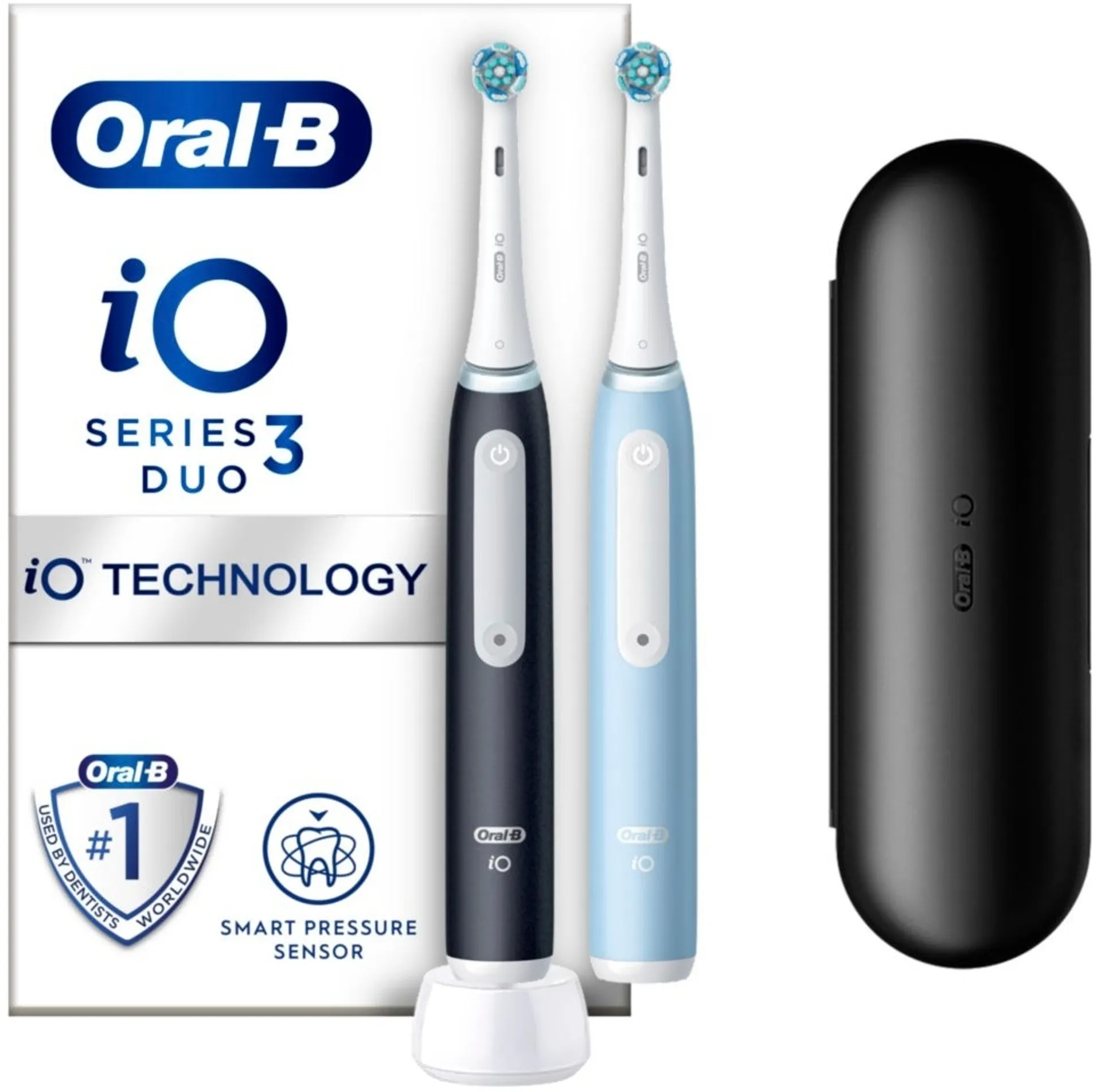 Oral-B iO 3 Black & Blue -sähköhammasharjat Braun-tekniikalla - 1