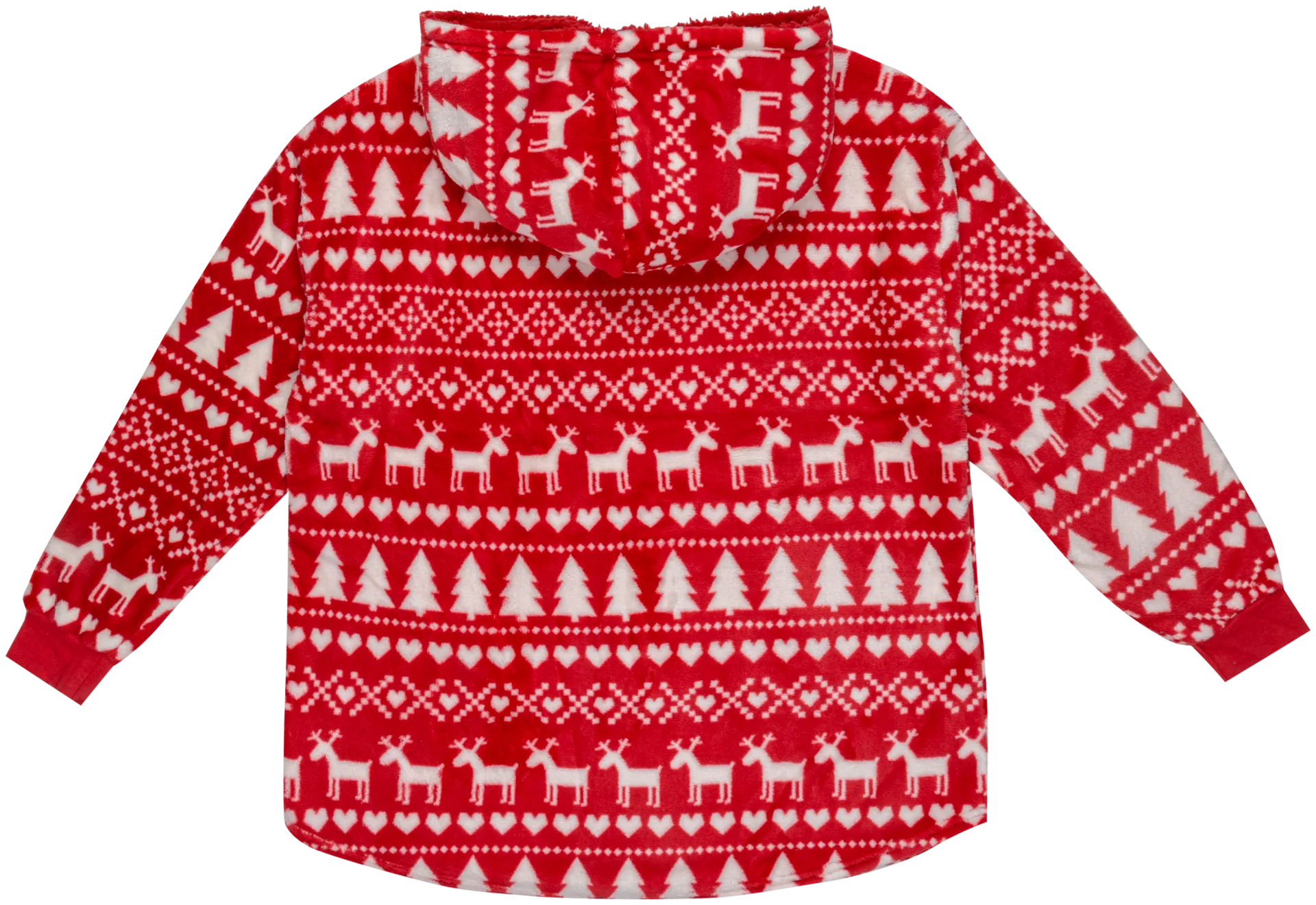 Ugly Christmas naisten pehmeä hupullinen fleecetunika IL35652 - RED - 2