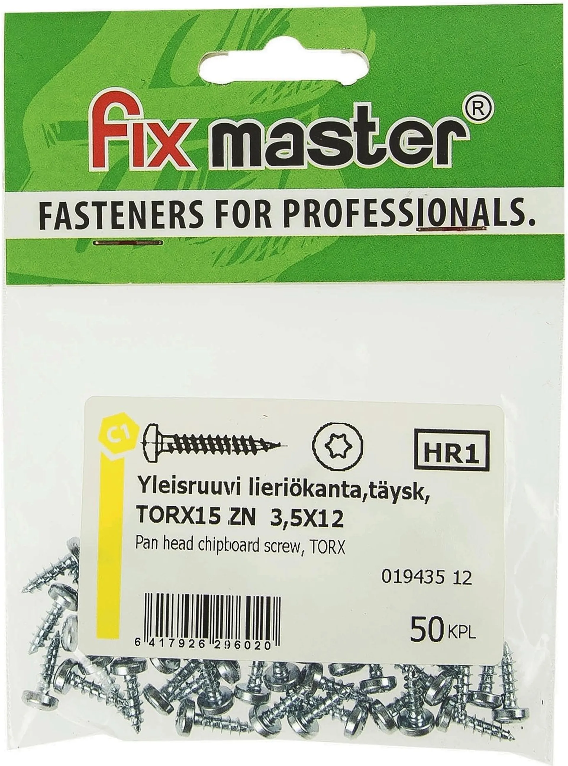 Fix Master yleisruuvi kupukanta  TX15 ZN 3,5x12 50 kpl