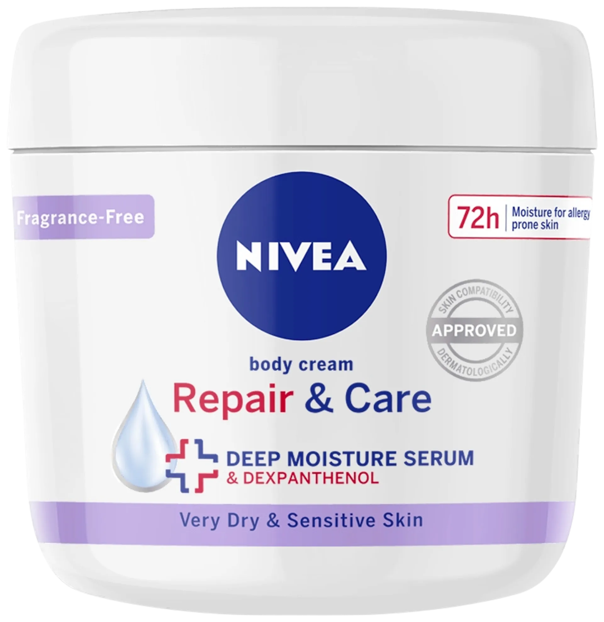 NIVEA 400ml Repair & Care Fragrance-Free Body Cream -vartalovoide