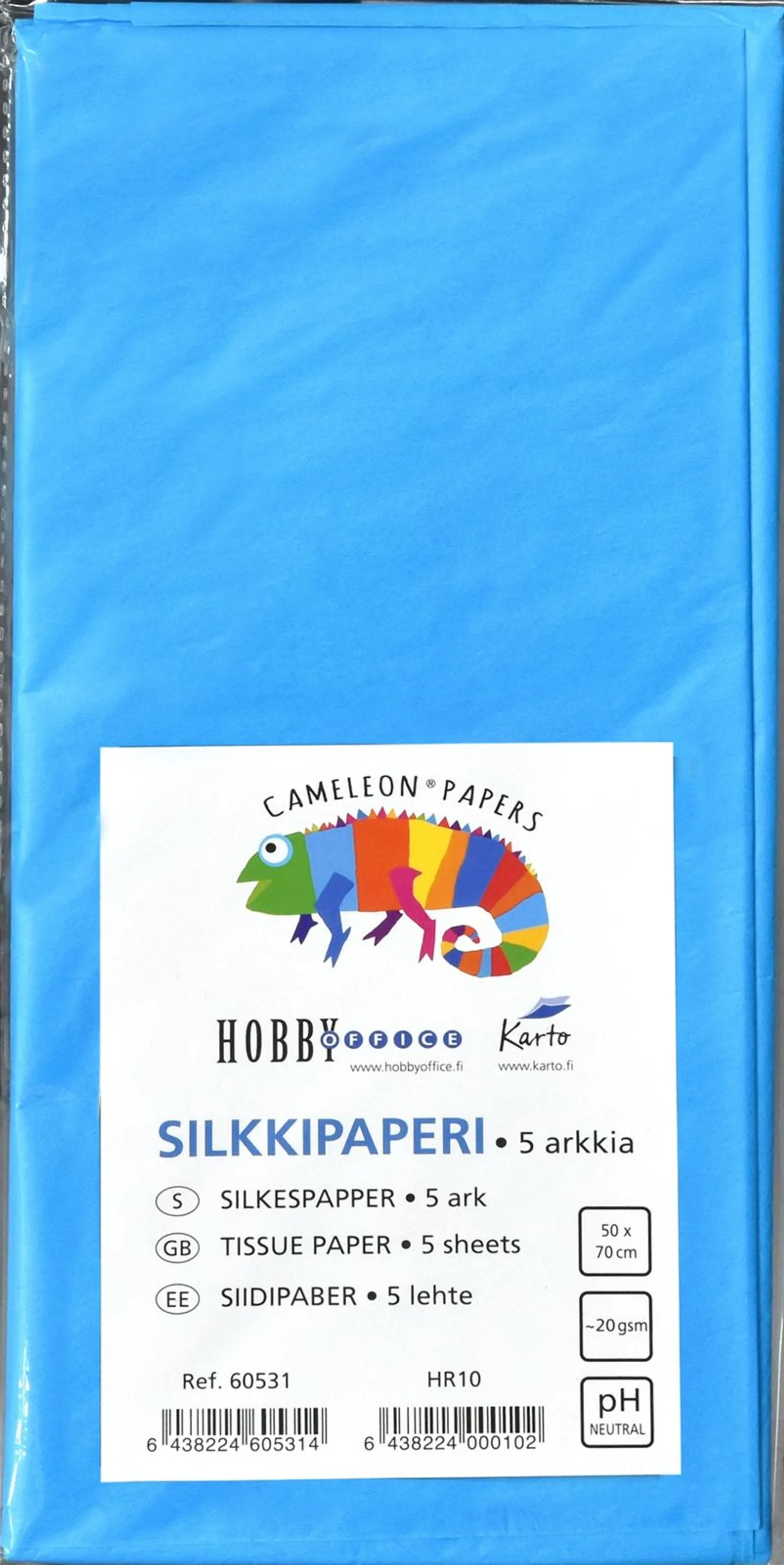 Silkkipaperi 50x70 cm kirkkaan sininen 5 ark