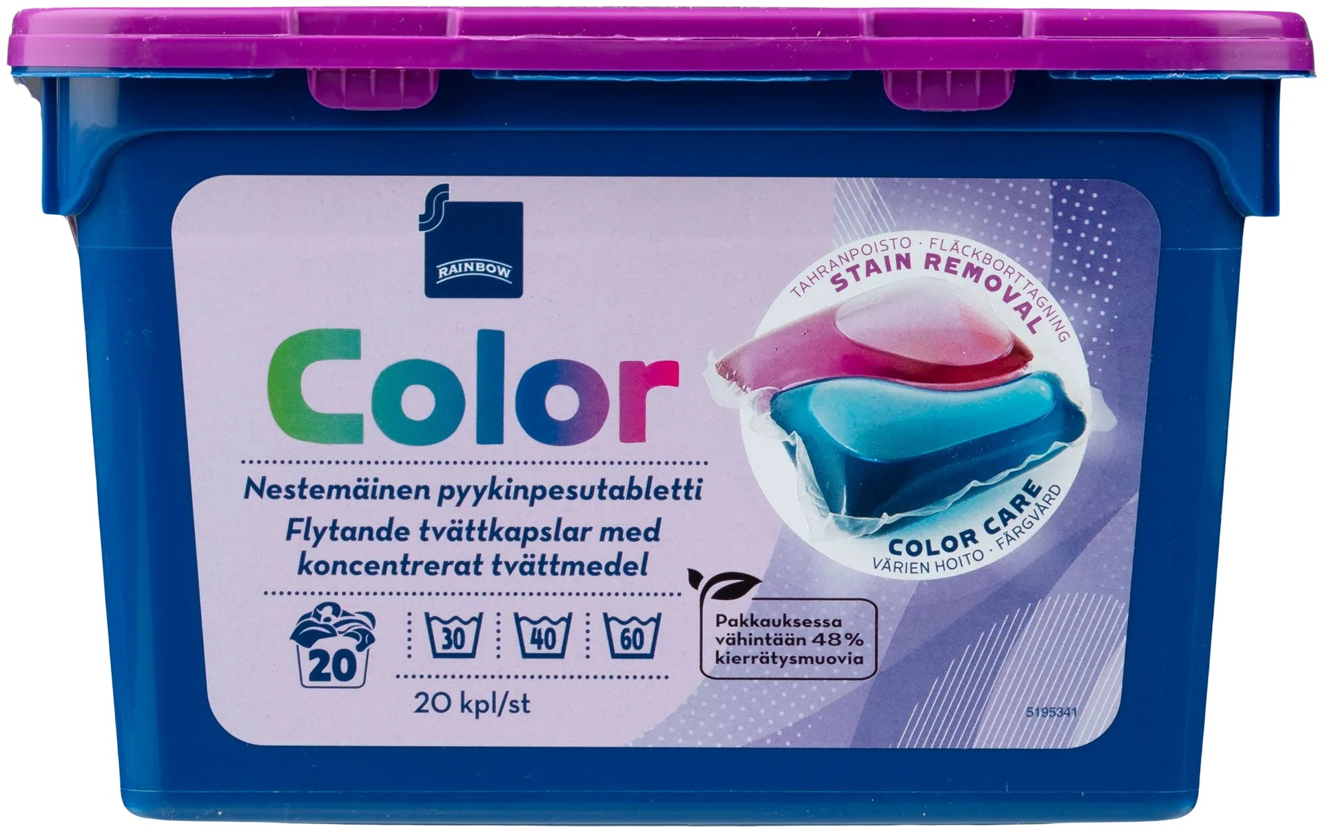 Rainbow Color nestemäinen pyykinpesutabletti 20kpl