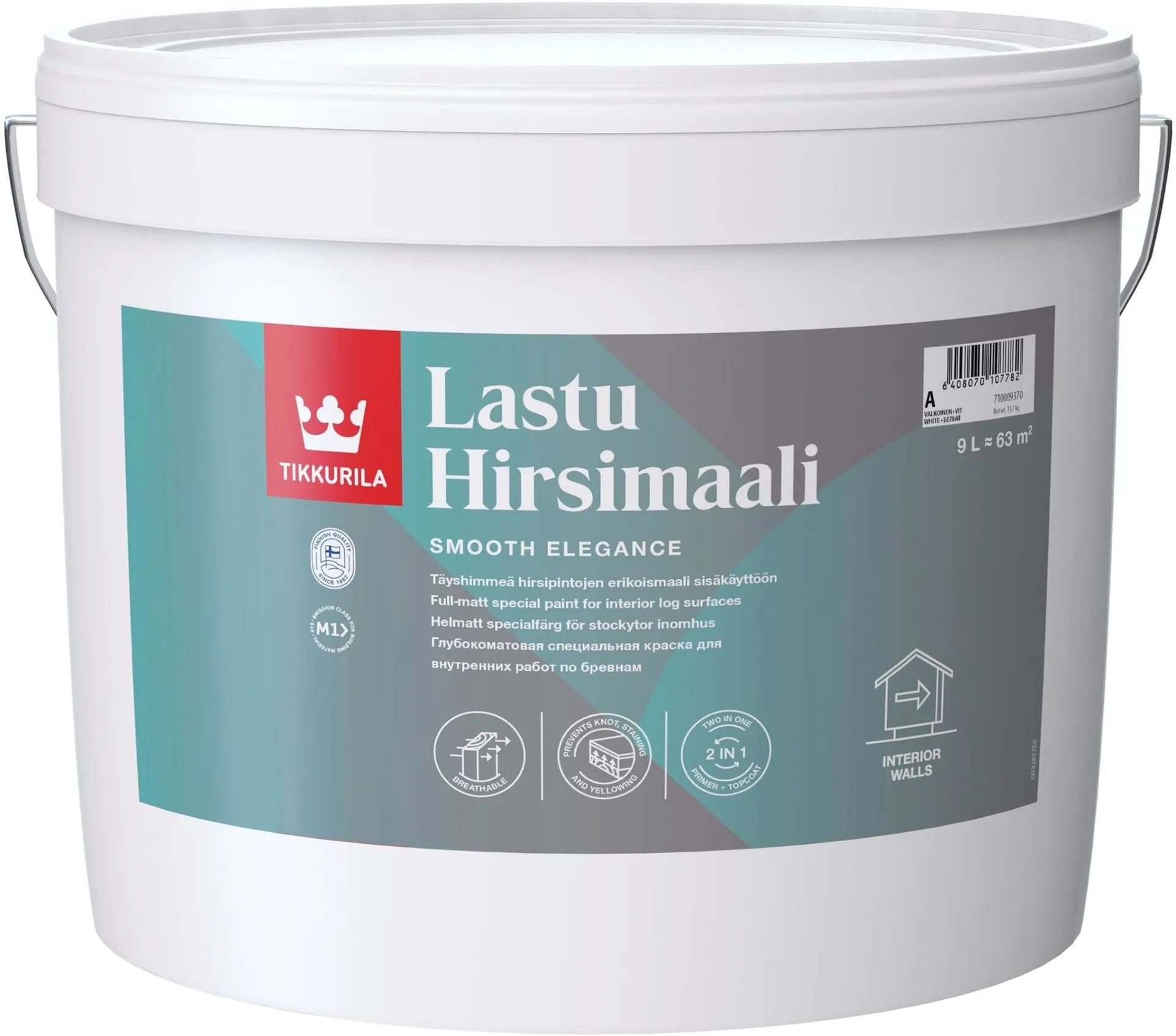 Tikkurila hirsimaali Lastu 9 l A valkoinen sävytettävissä täyshimmeä