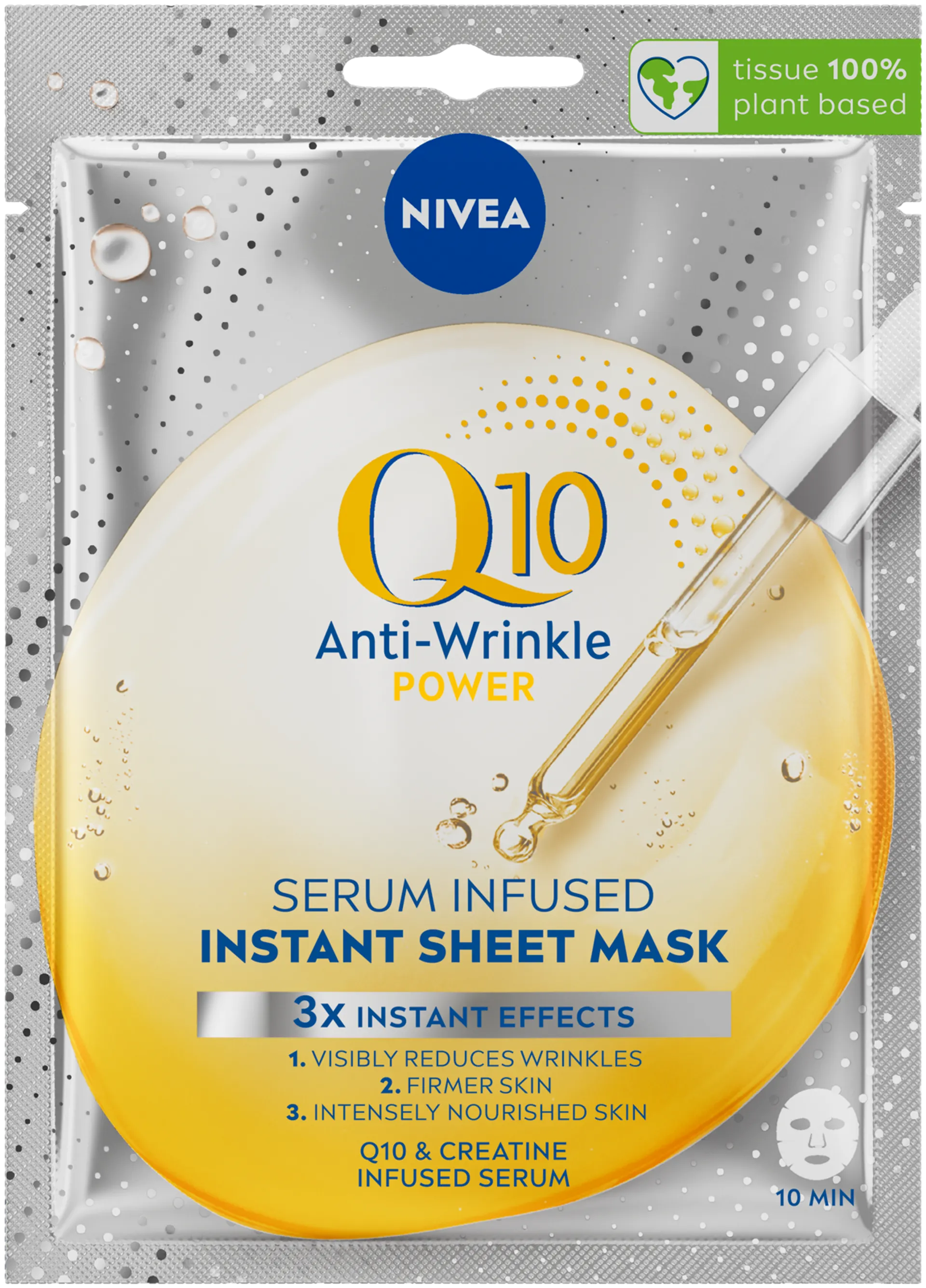 NIVEA 1kpl Q10 Anti-Wrinkle Power Serum Infused Sheet Mask -kasvonaamio