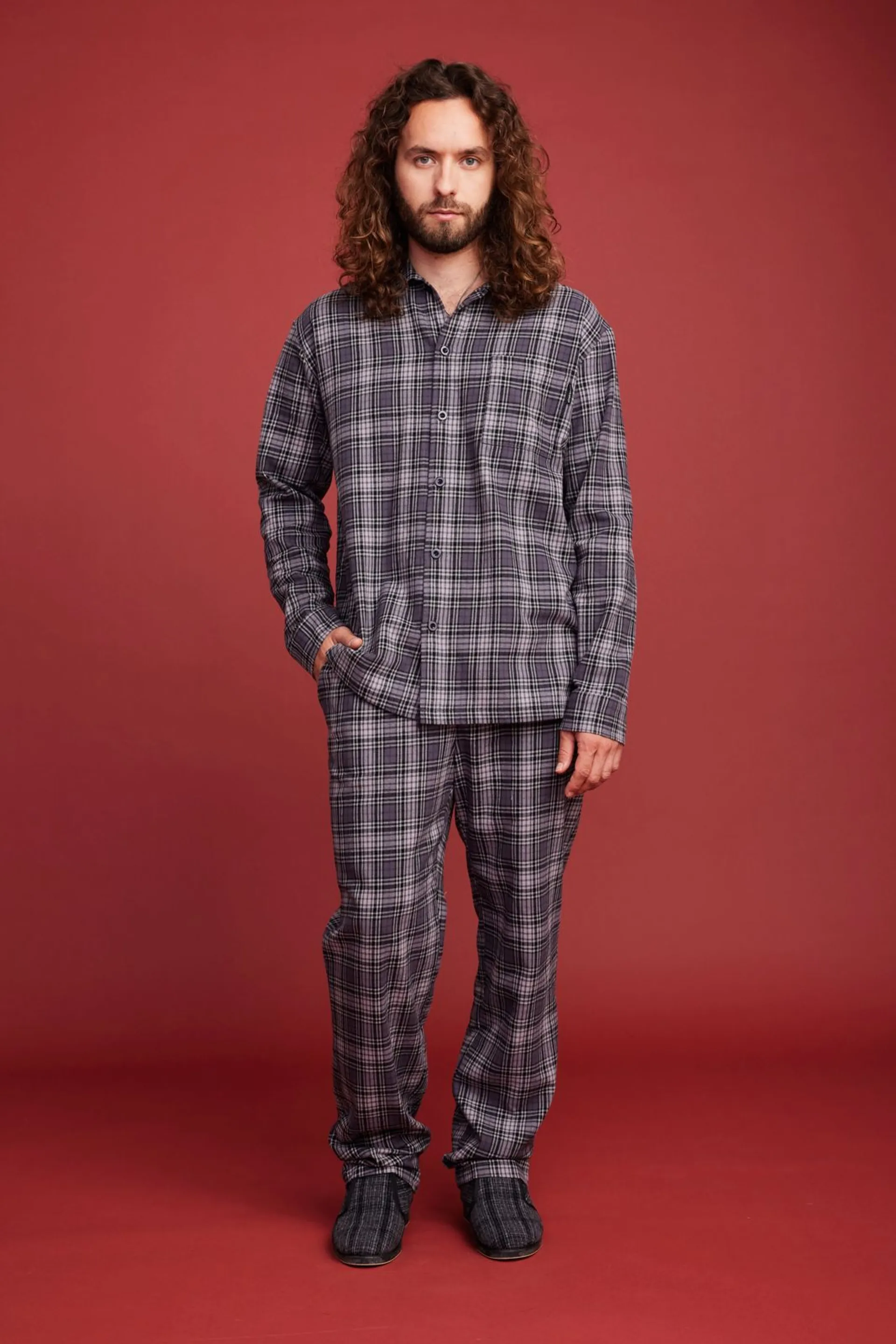 Reino&Aino miesten flanellipyjama - Dark grey - 5