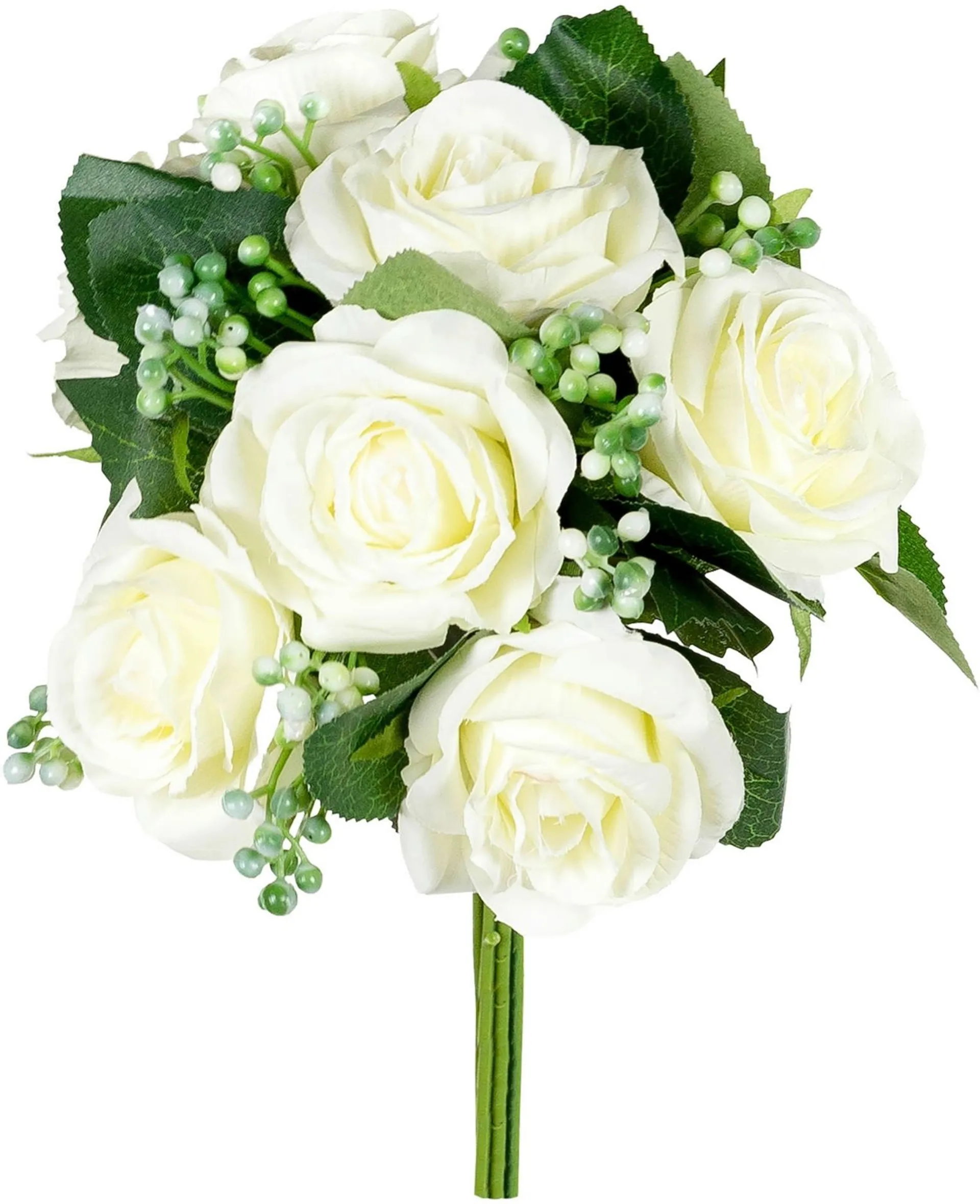 Kimppu ruusu 28 cm muovia valkoinen