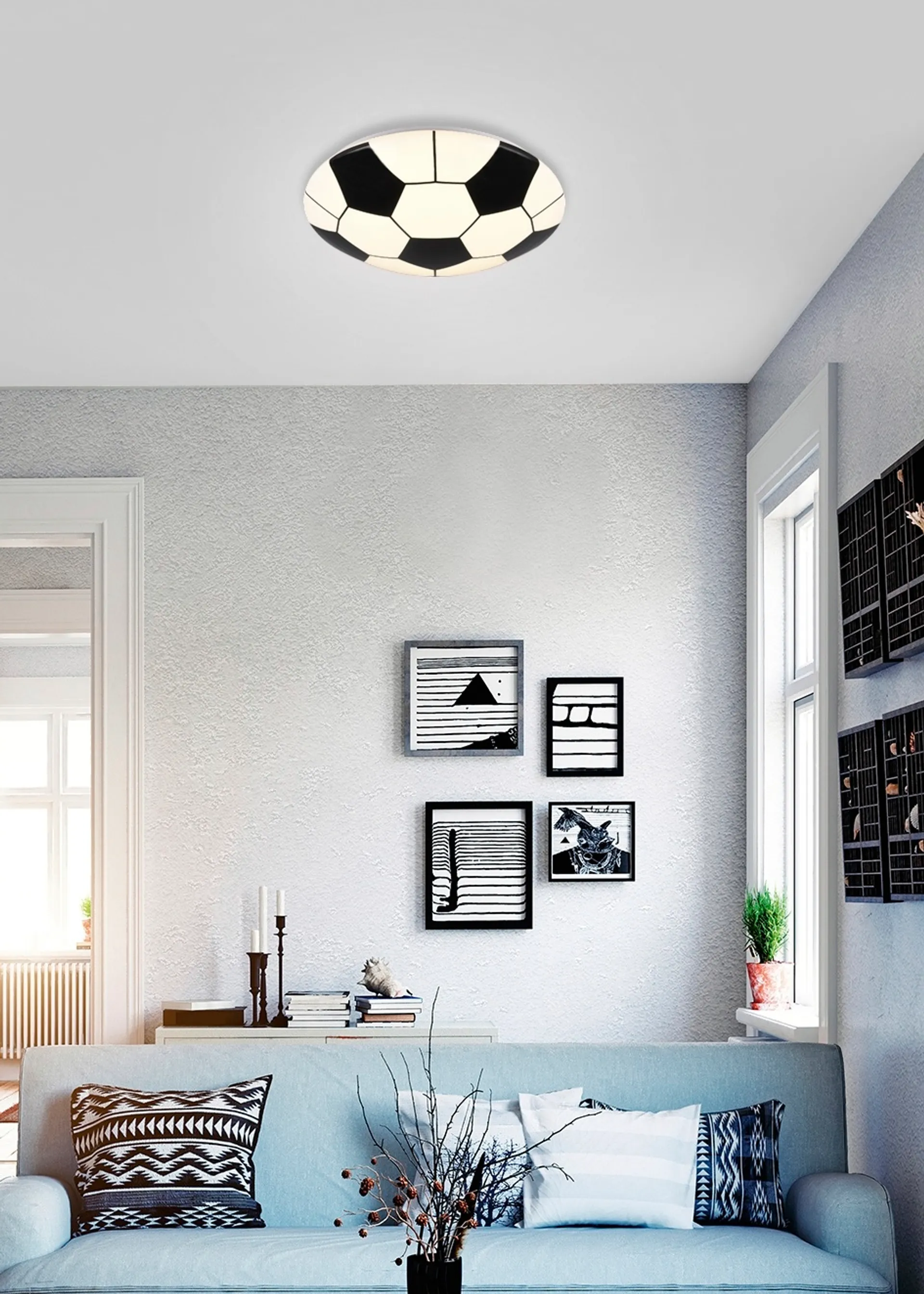 Trio LED-kattovalaisin Kloppi 36 cm musta/valkoinen - 3