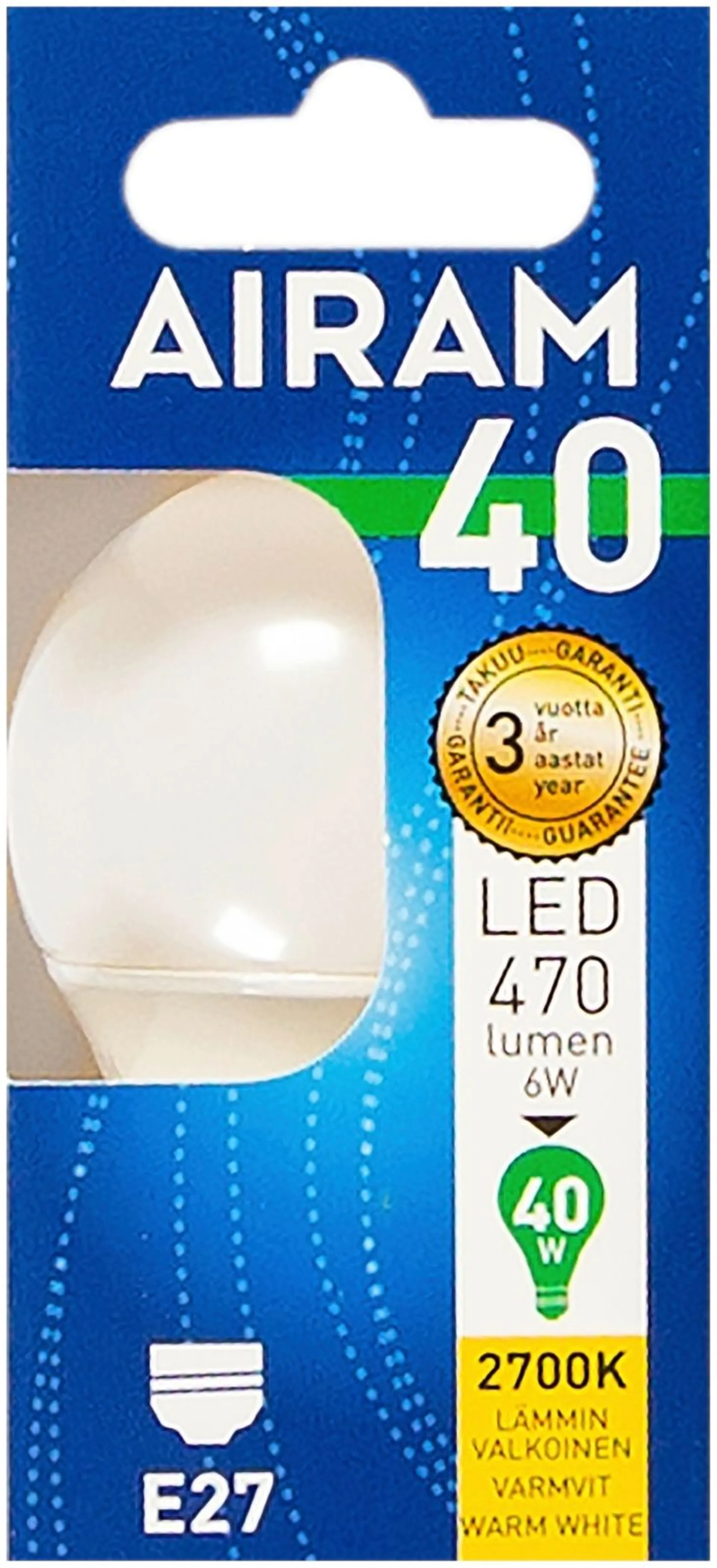 Airam LED 4,9W koriste opaali E27 470lm 2700K