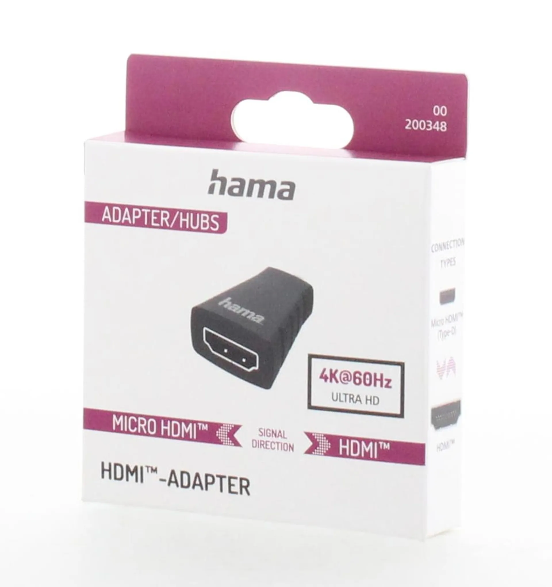 Hama HDMI™-sovite, Type-D (Micro) uros - Type-A naaras, 4K, Ethernet - 2