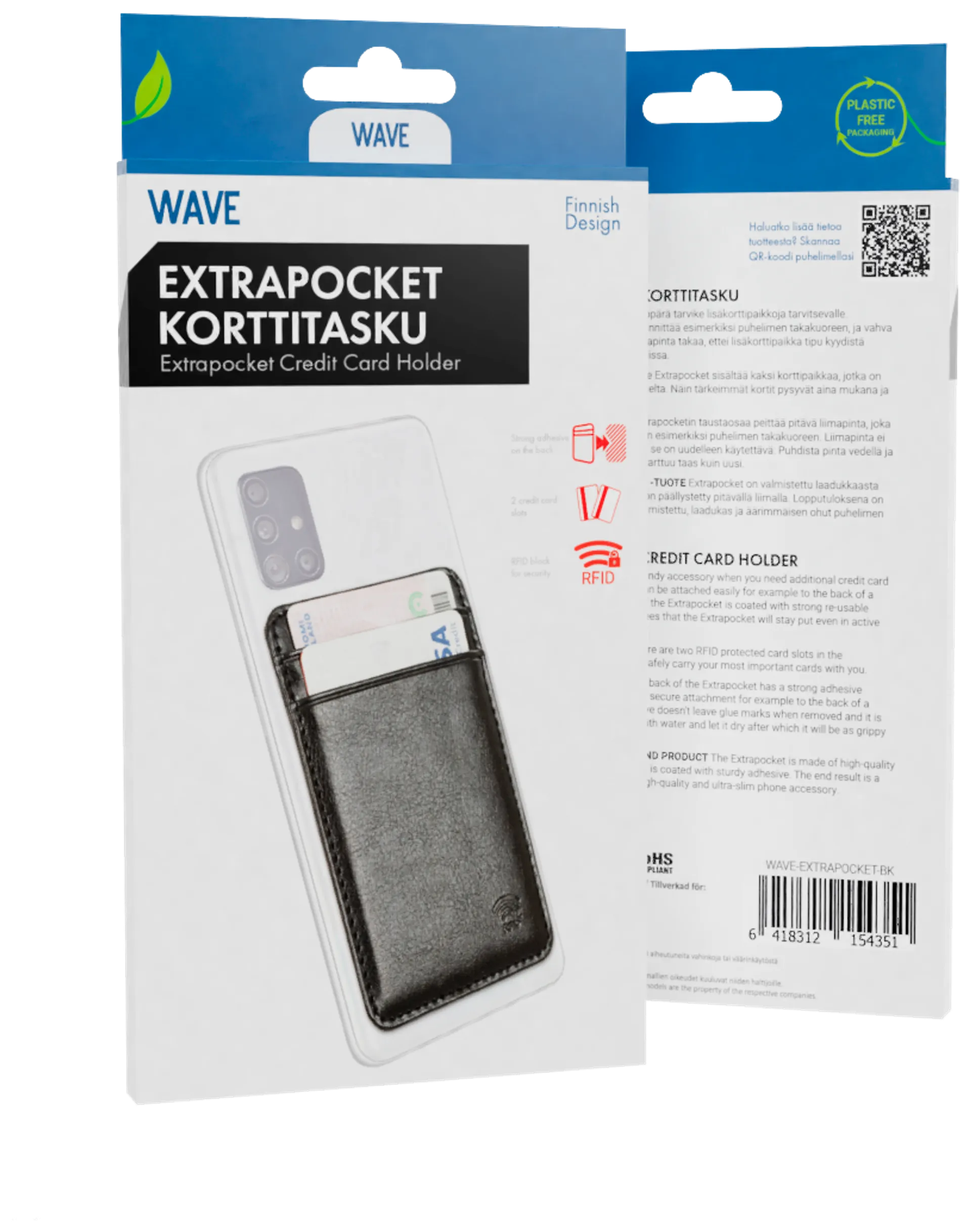 Wave Extrapocket lisäkorttipaikka, Musta - 1