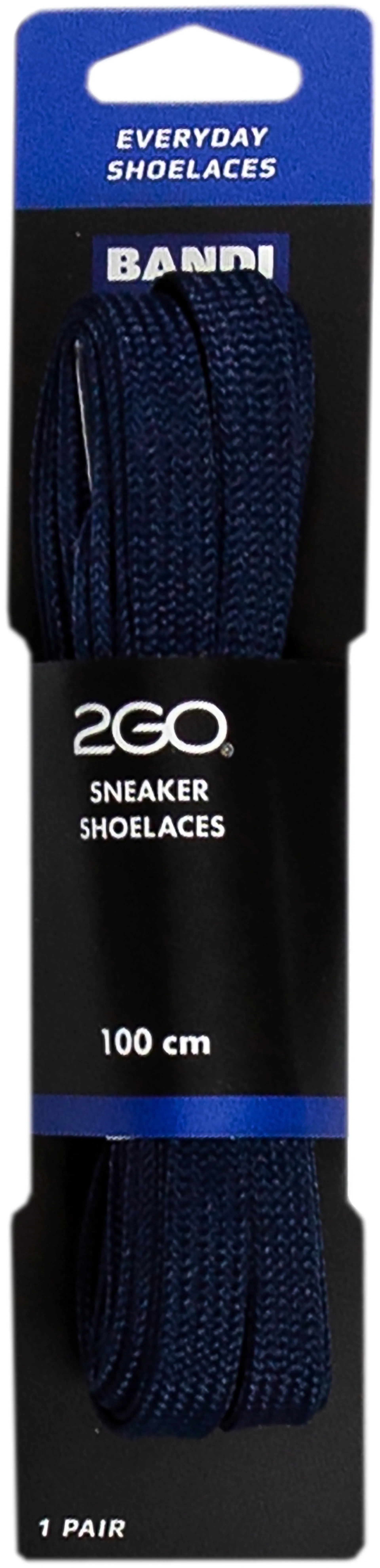 Bandi 2GO litteät kengännauhat tennareihin 100 cm t.sininen