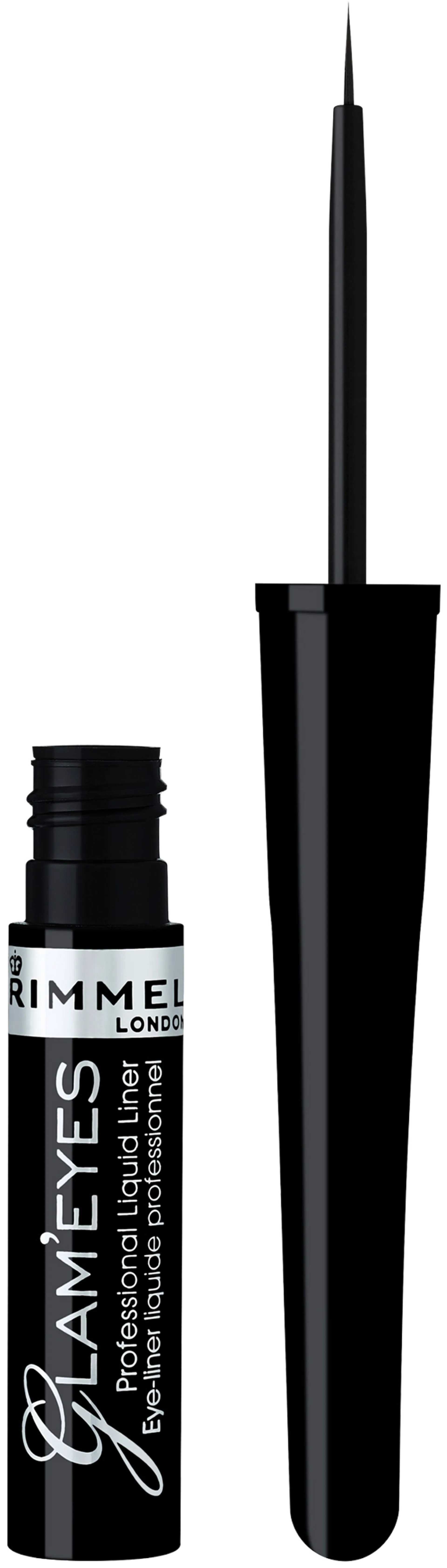 Rimmel 3,5ml Glam'Eyes Professional Liquid Eyeliner 001 Black Glamour nestemäinen rajausväri - 1