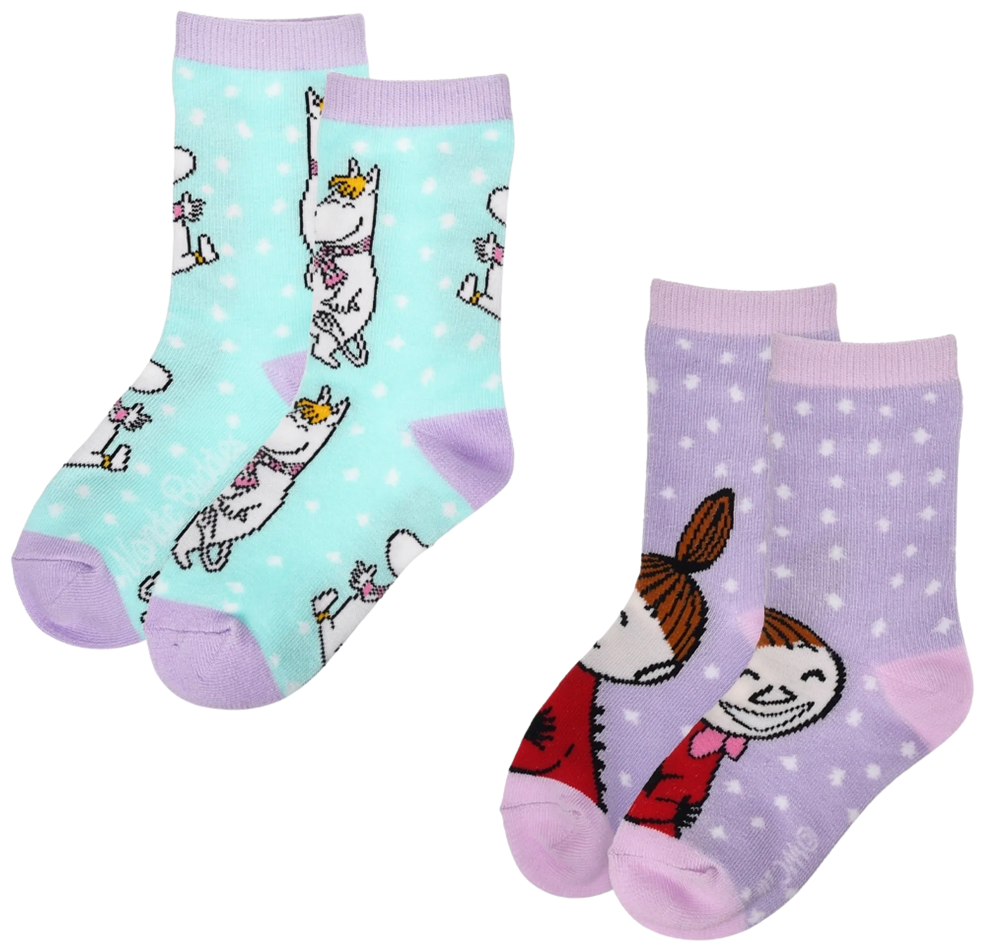 Moomin by Nordicbuddies lasten sukat Pikku Myy ja Niiskuneiti 2-pack - Violetti / Turkoos - 1