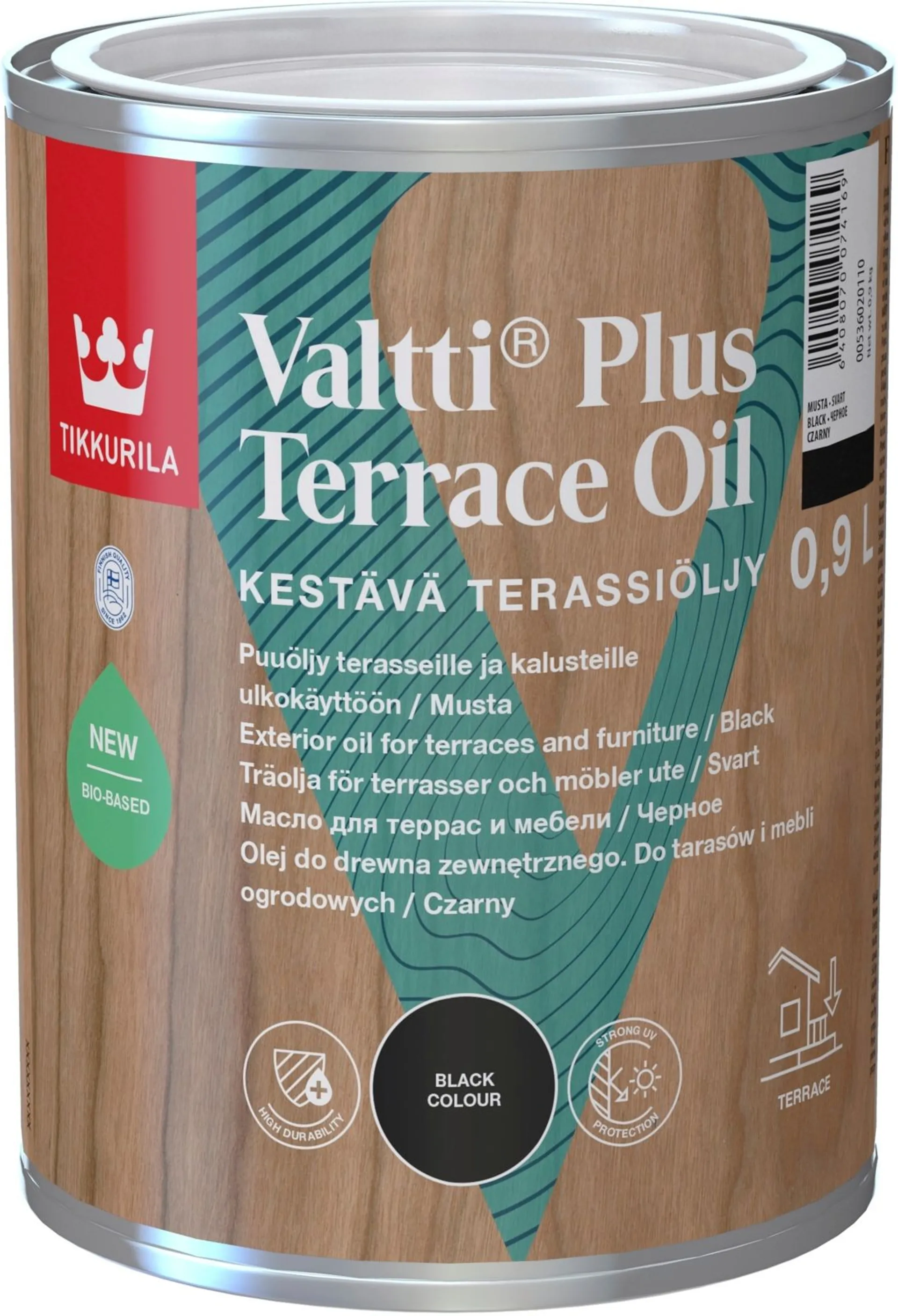 Tikkurila terassiöljy Valtti Plus Terrace Oil 0,9 l musta