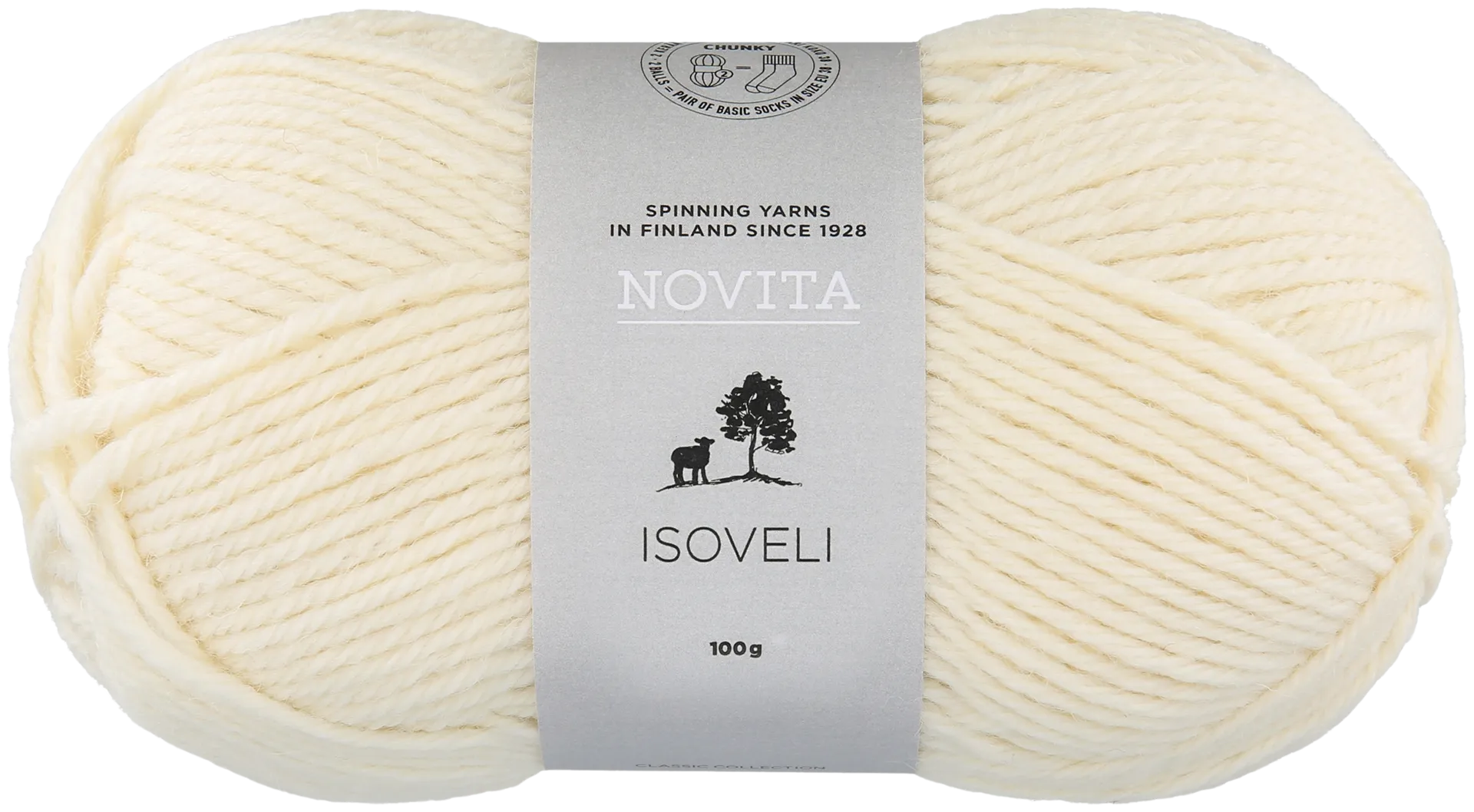 Novita lanka Isoveli 100 g luonnonvalkoinen 010 - 1