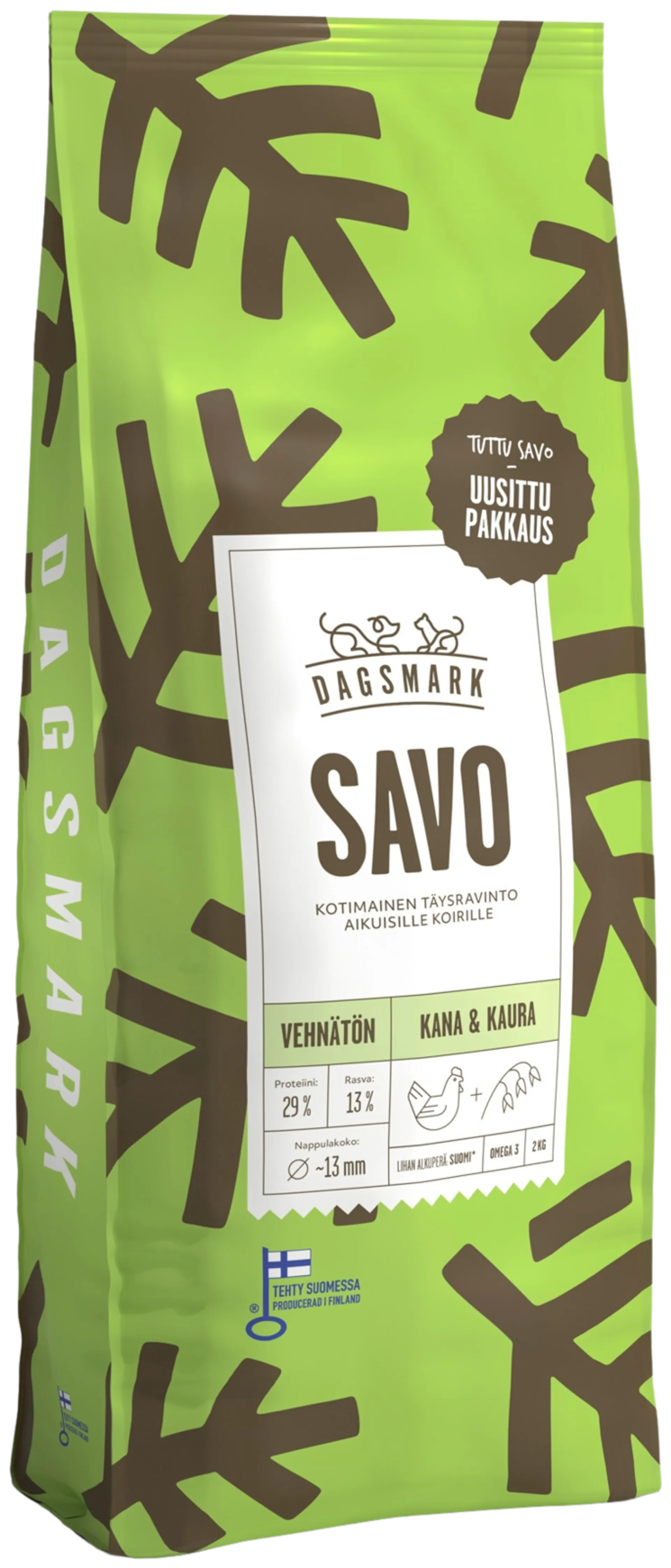 Dagsmark SAVO vehnätön koiran kuivaruoka kana-kaura 2kg