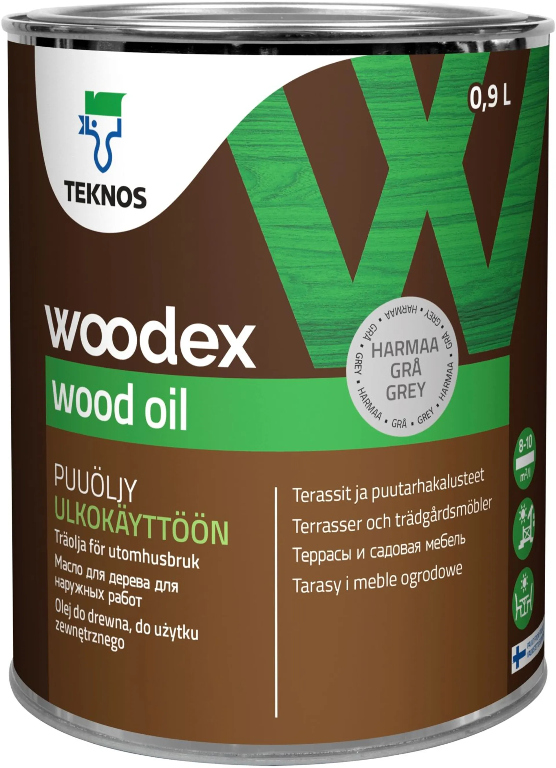 Teknos puuöljy Woodex Wood Oil  0,9 l harmaa