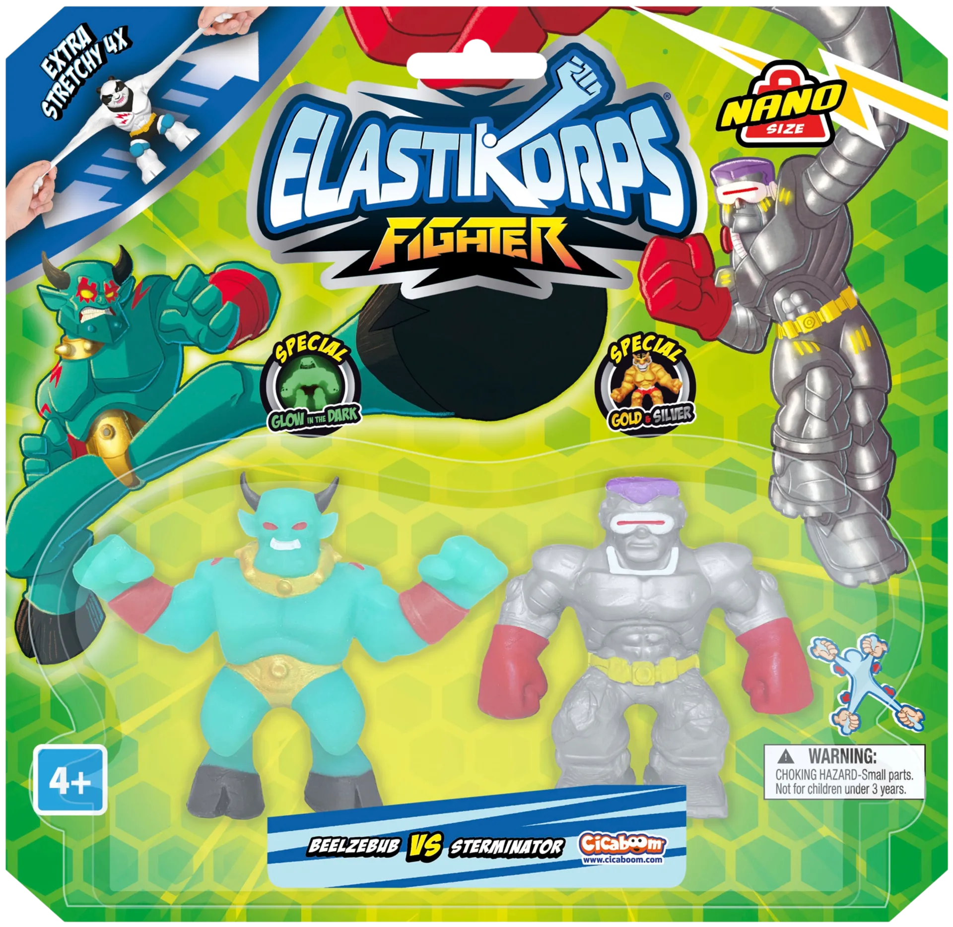 Elastikorps Nano Fighters -kamppailufiguurit 2 kpl - 2