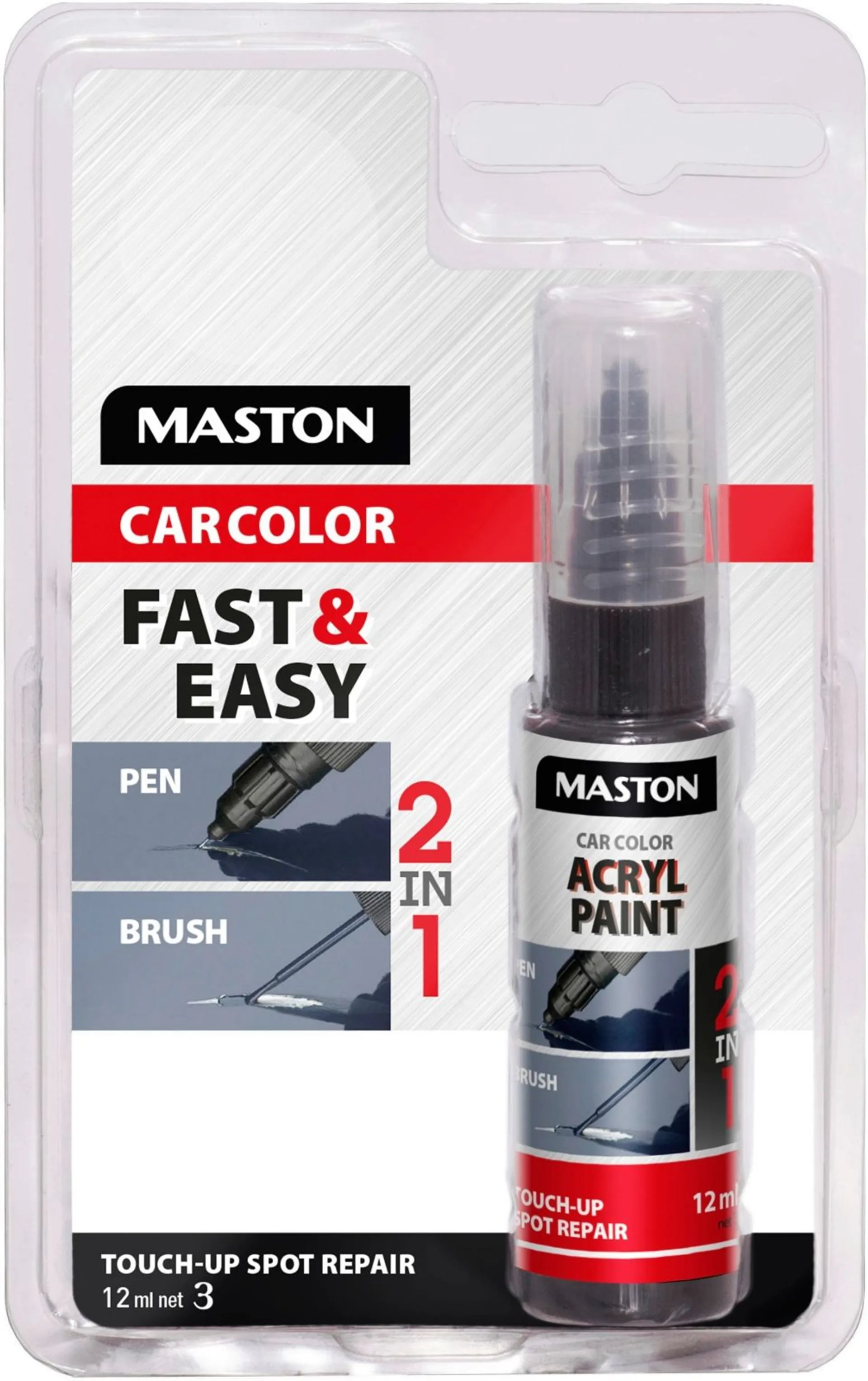 Maston CarColor akryylimaali korjauskynä Touch-Up 12ml - 1