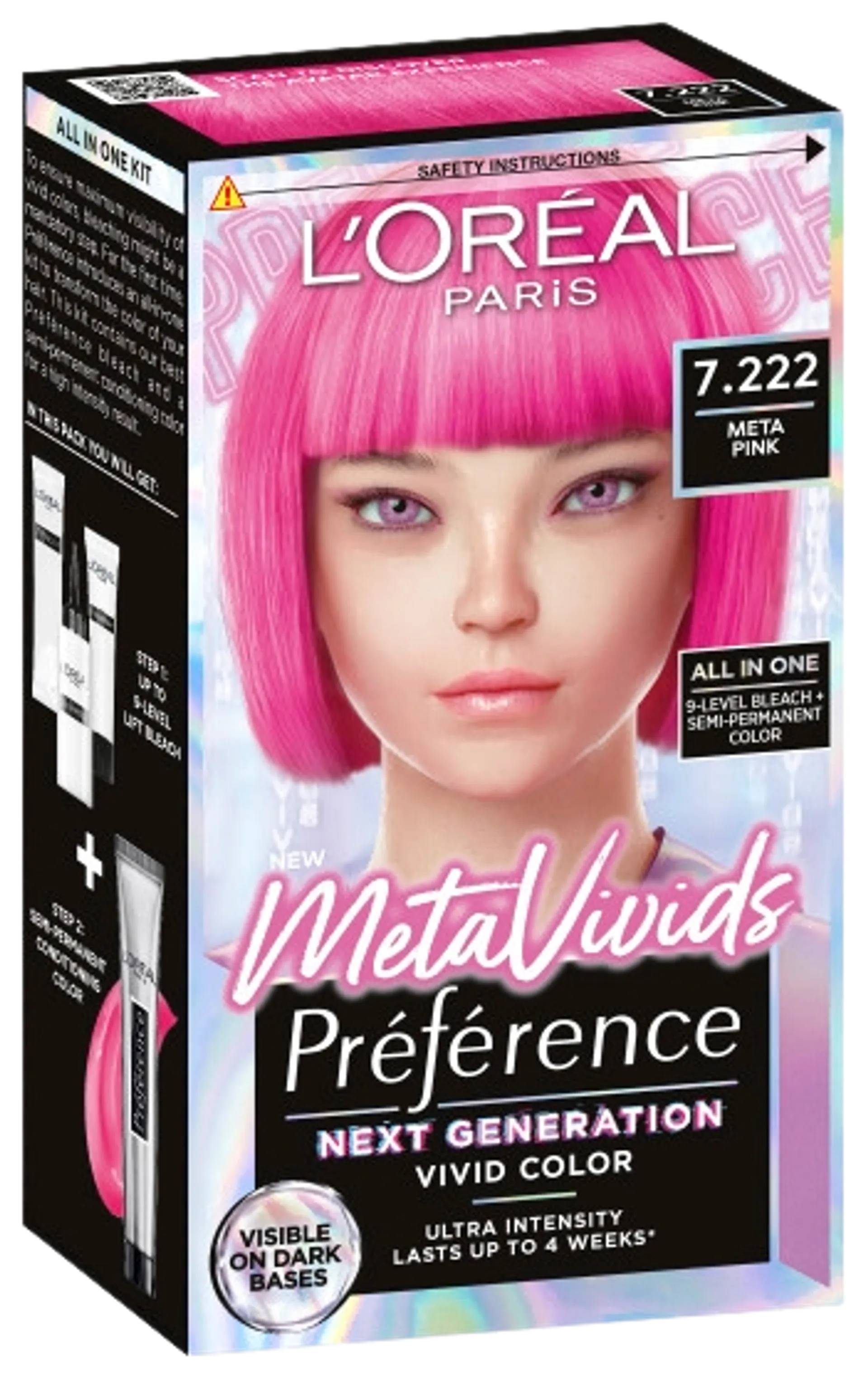 L'Oréal Paris Préférence Metavivids Pink 7.222 vaalennus ja sävyte  1kpl - 1