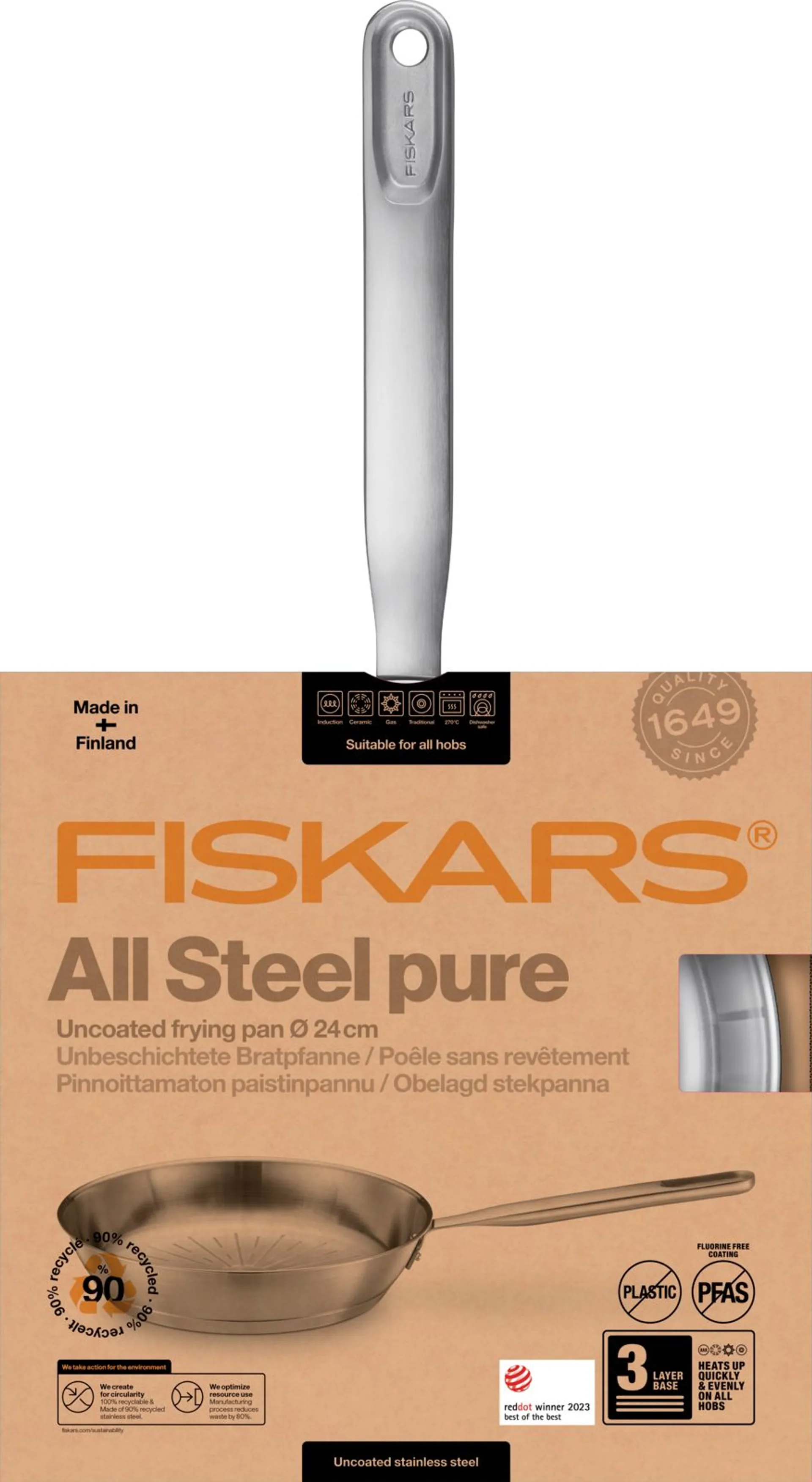 Fiskars All Steel Pure paistinpannu 24 cm - 10