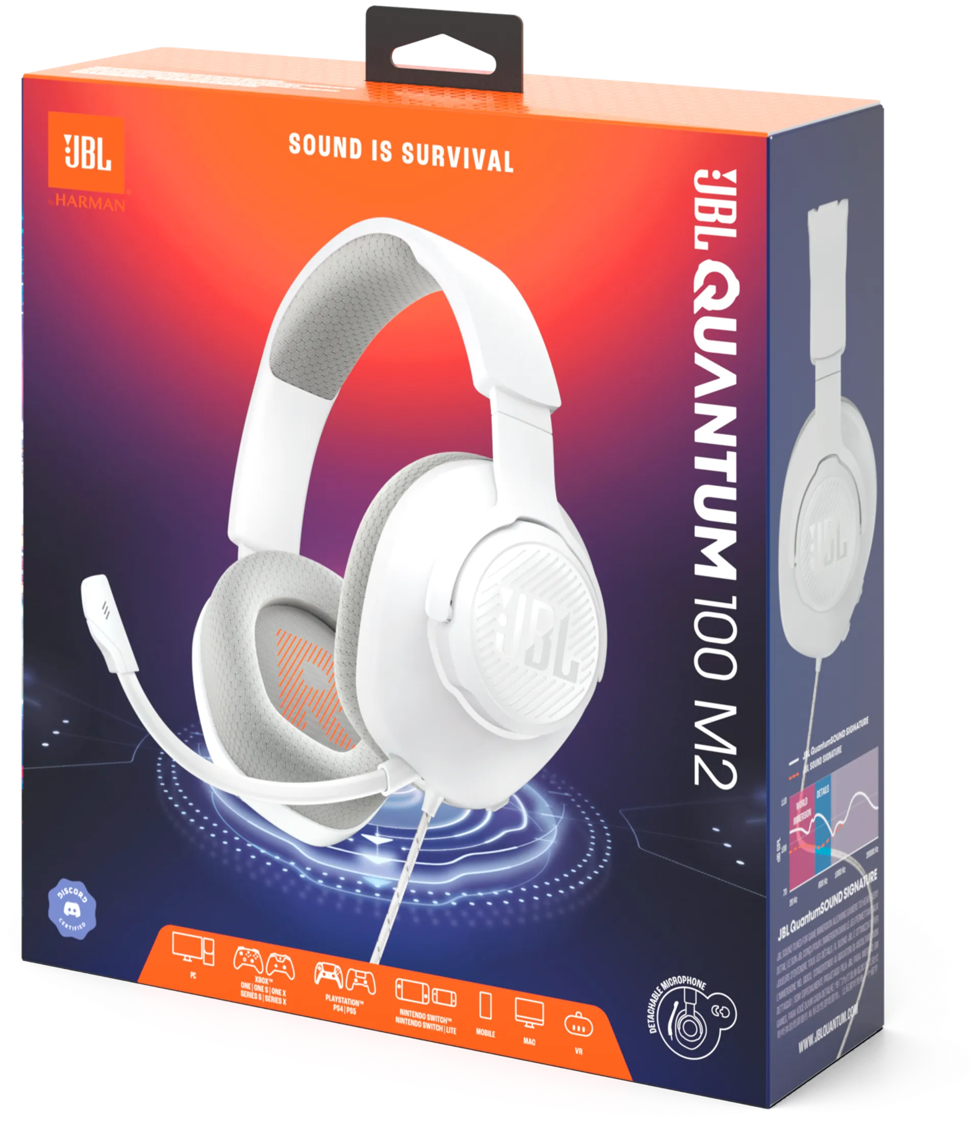 JBL Pelikuulokkeet Quantum 100 M2 valkoinen - 9