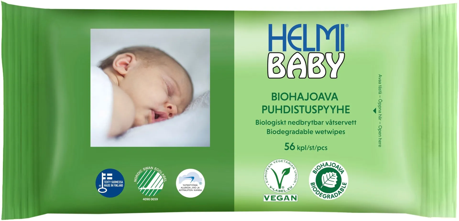 Helmi Baby Biohajoava Puhdistuspyyhe 56 kpl