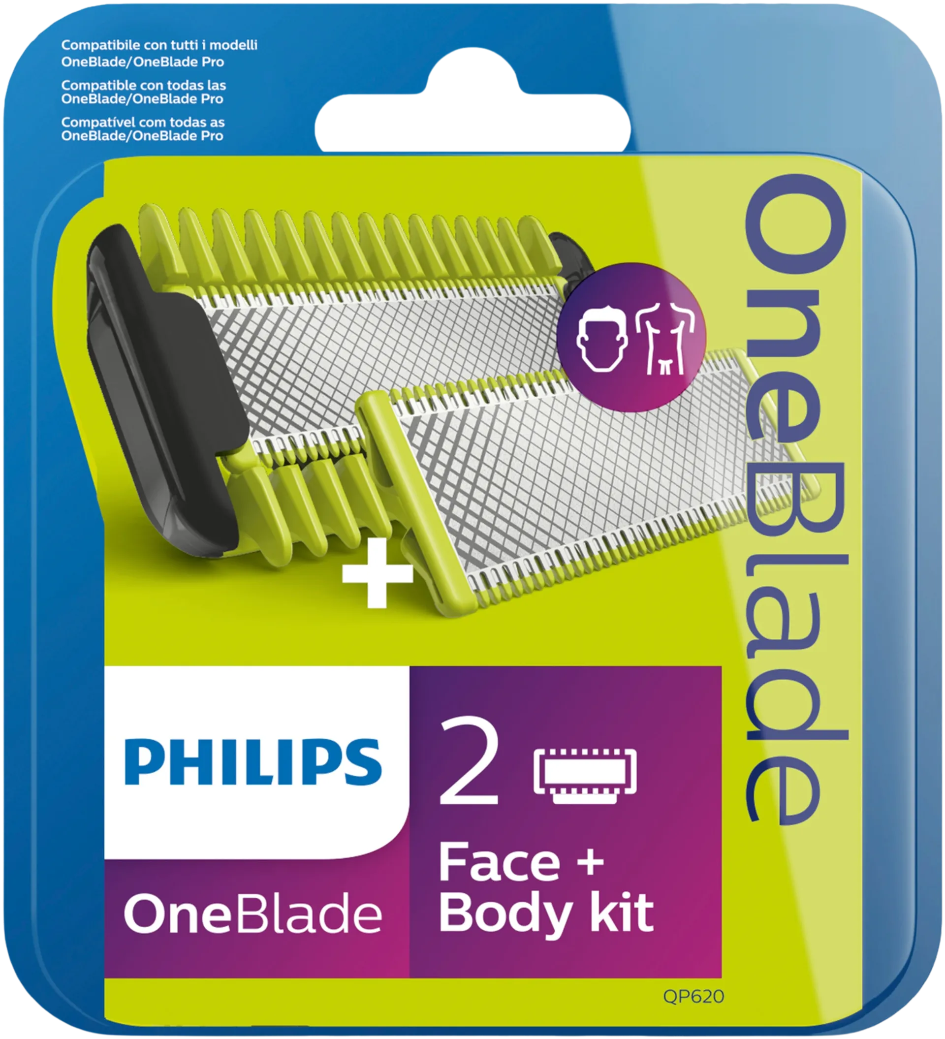 OneBlade vaihtoterät Face&Body QP620/50 - 1