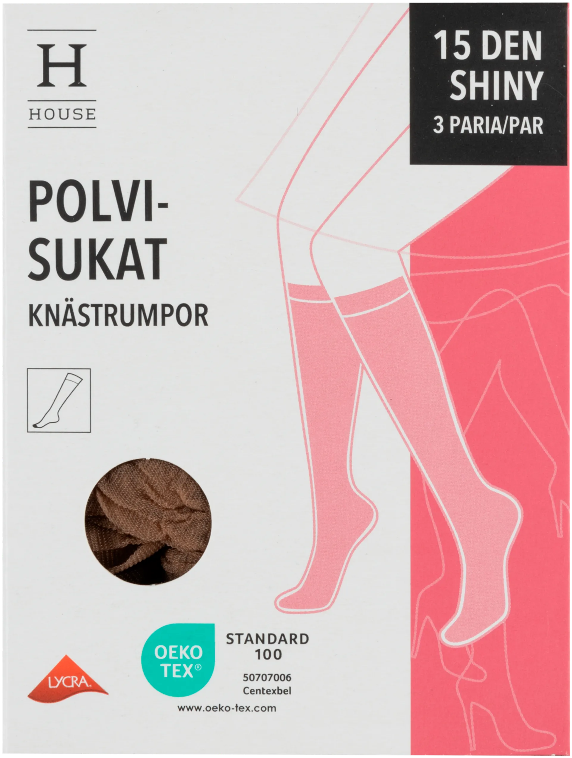 House naisten polvisukat shiny 15 den PS15X3HR 3-pack - Sun
