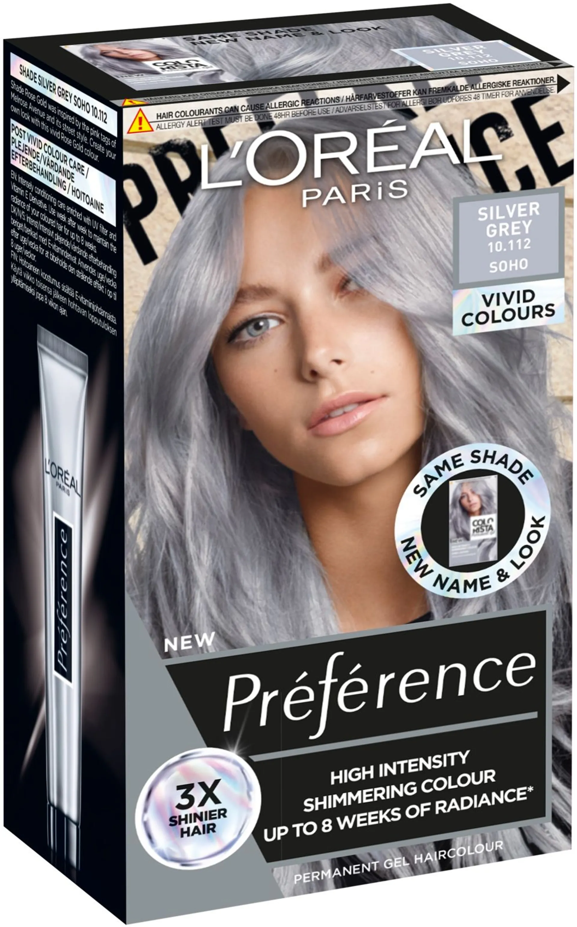 L'Oréal Paris Préférence Vivid Colours Silver Grey intensiivinen kestoväri 1kpl - 1