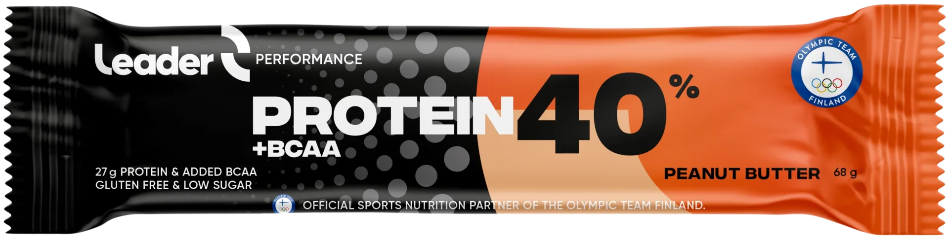 Leader Performance protein 40% + BCAA proteiinipatukka maapähkinävoin makuinen 68 g