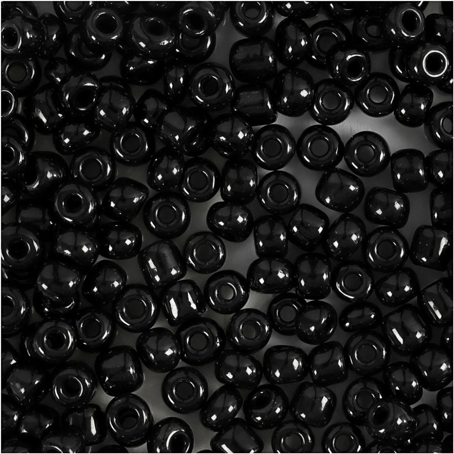 Rocaille-siemenhelmet, musta, halk. 4 mm, koko 6/0 , aukon koko 0,9-1,2 mm, 25 g/ 1 pkk - 1