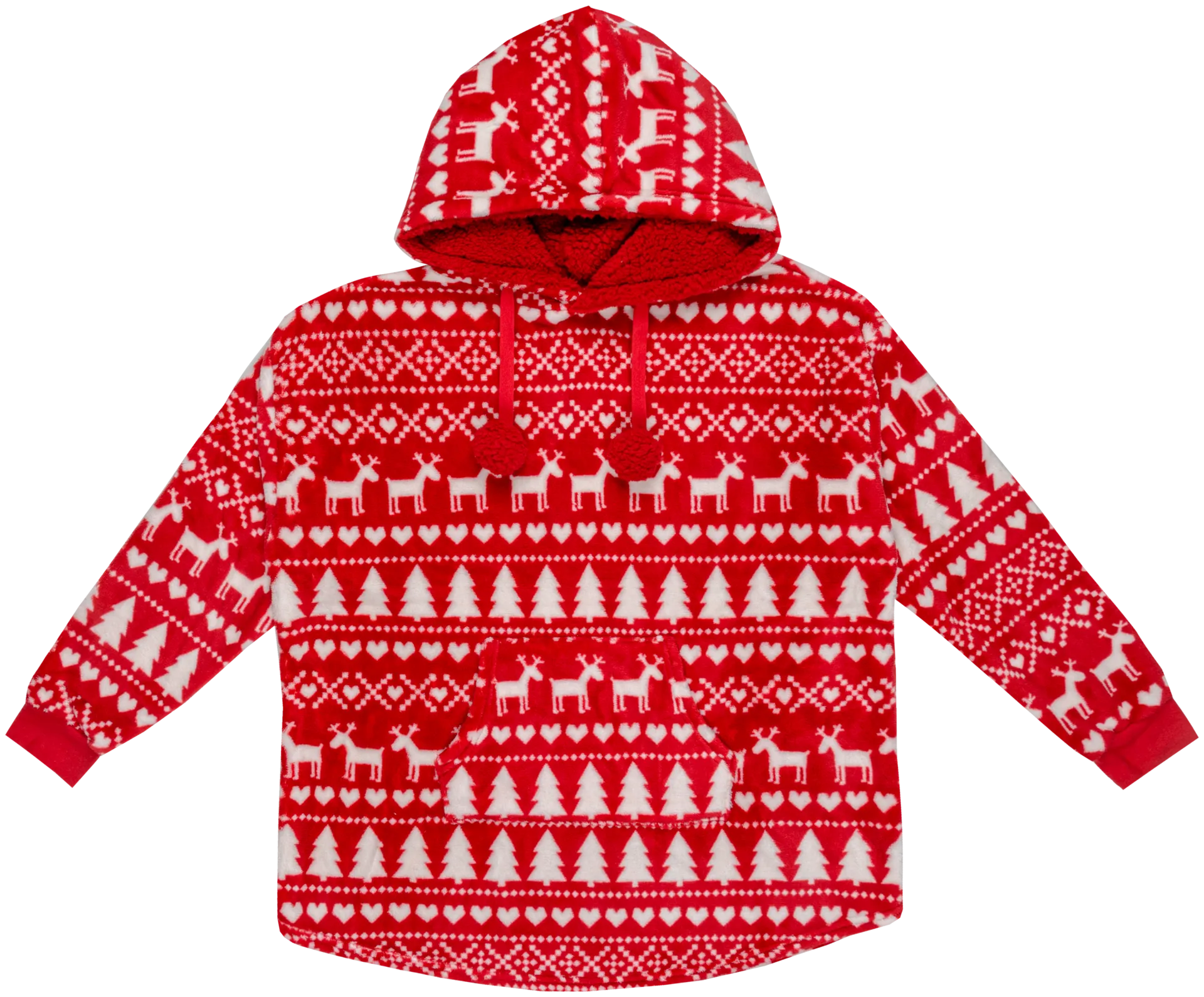 Ugly Christmas naisten pehmeä hupullinen fleecetunika IL35652 - RED - 1