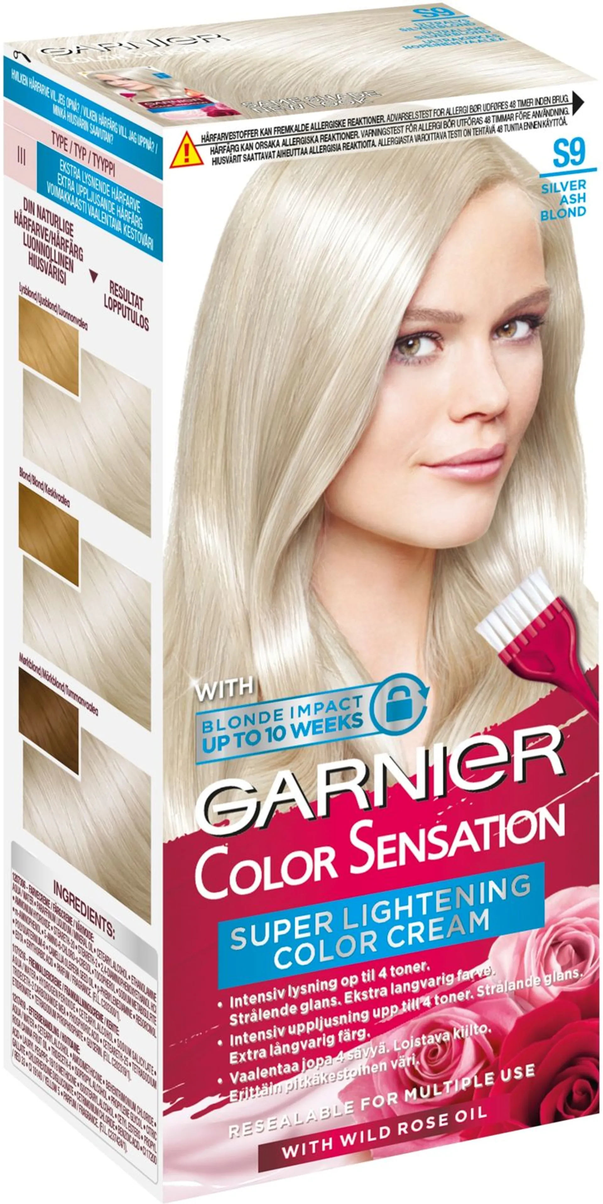 Garnier Color Sensation S9 Ultra Light Silver Blond Ultrakirkas hopeinen vaalea kestoväri 1 kpl