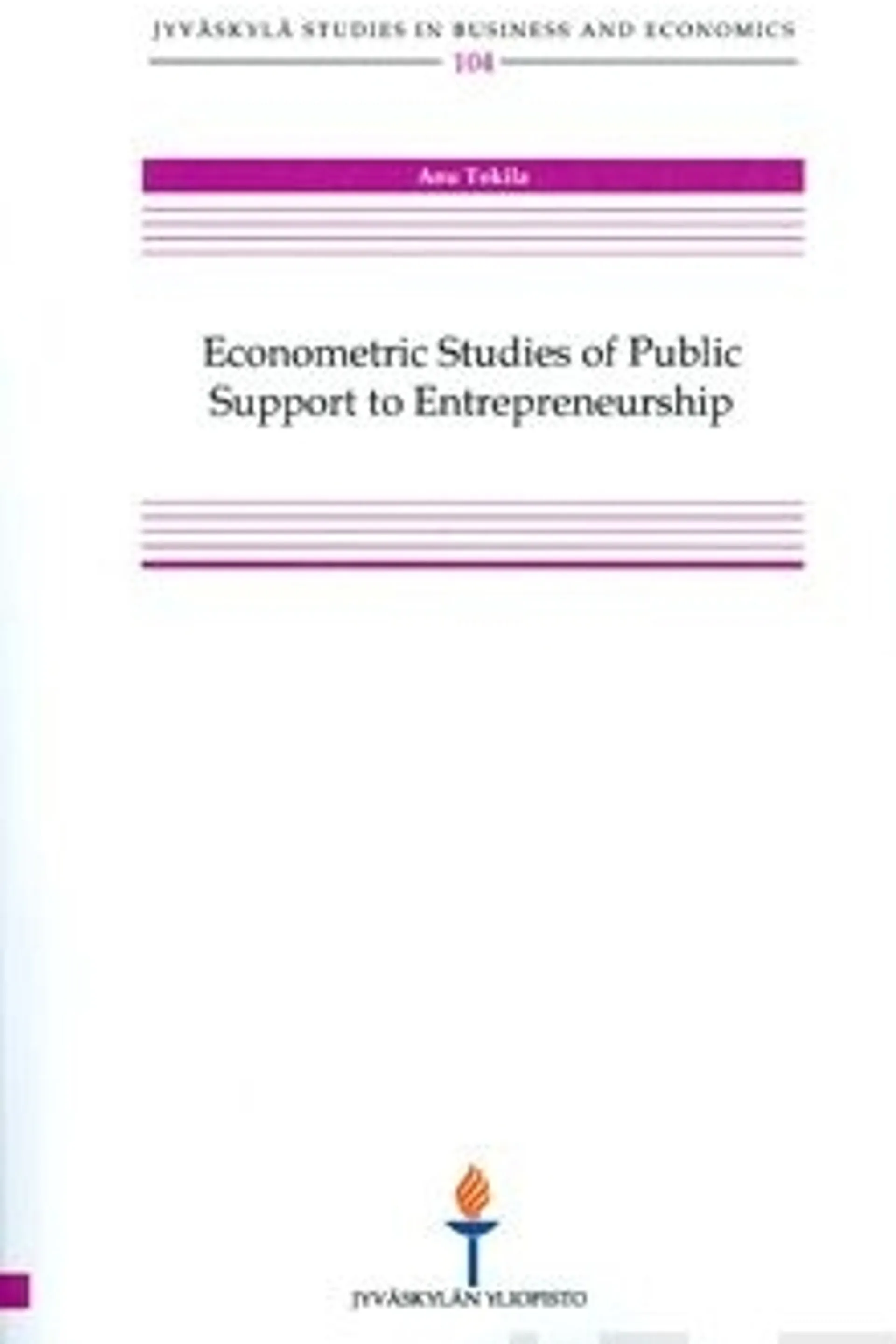 Tokila, Econometric studies of public support to entrepreneurship