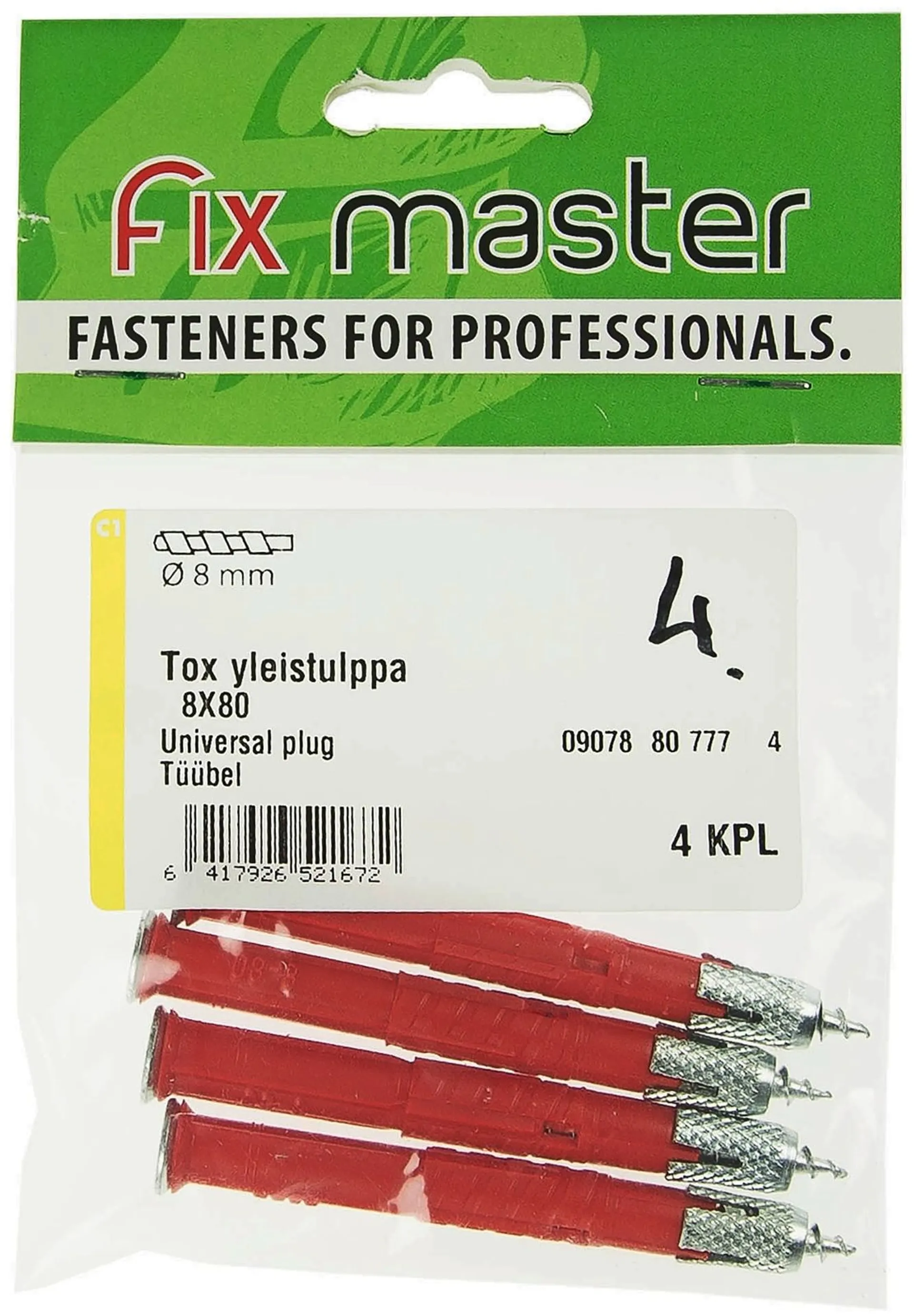Fix Master Tox yleistulppa 8X80 4kpl